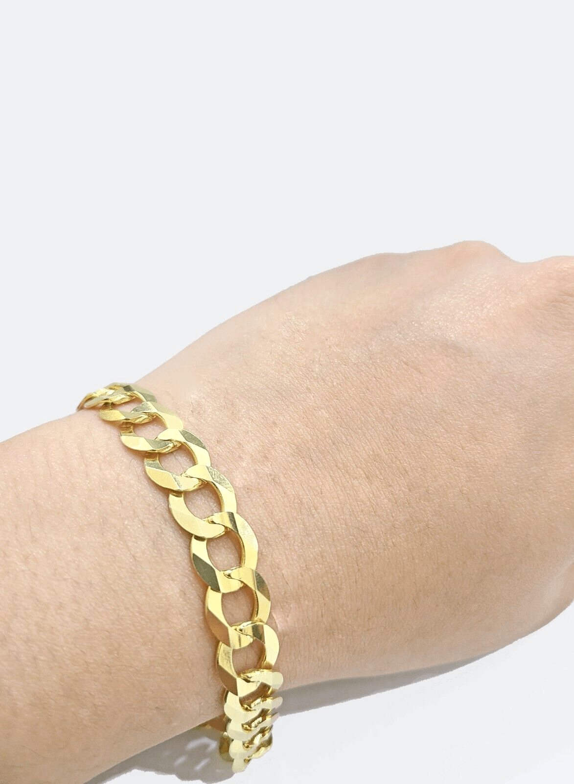 Real 14k Yellow Solid Gold 9mm Cuban Curb Link Bracelet 8'' inch 14kt Unisex - GoldenlinQ