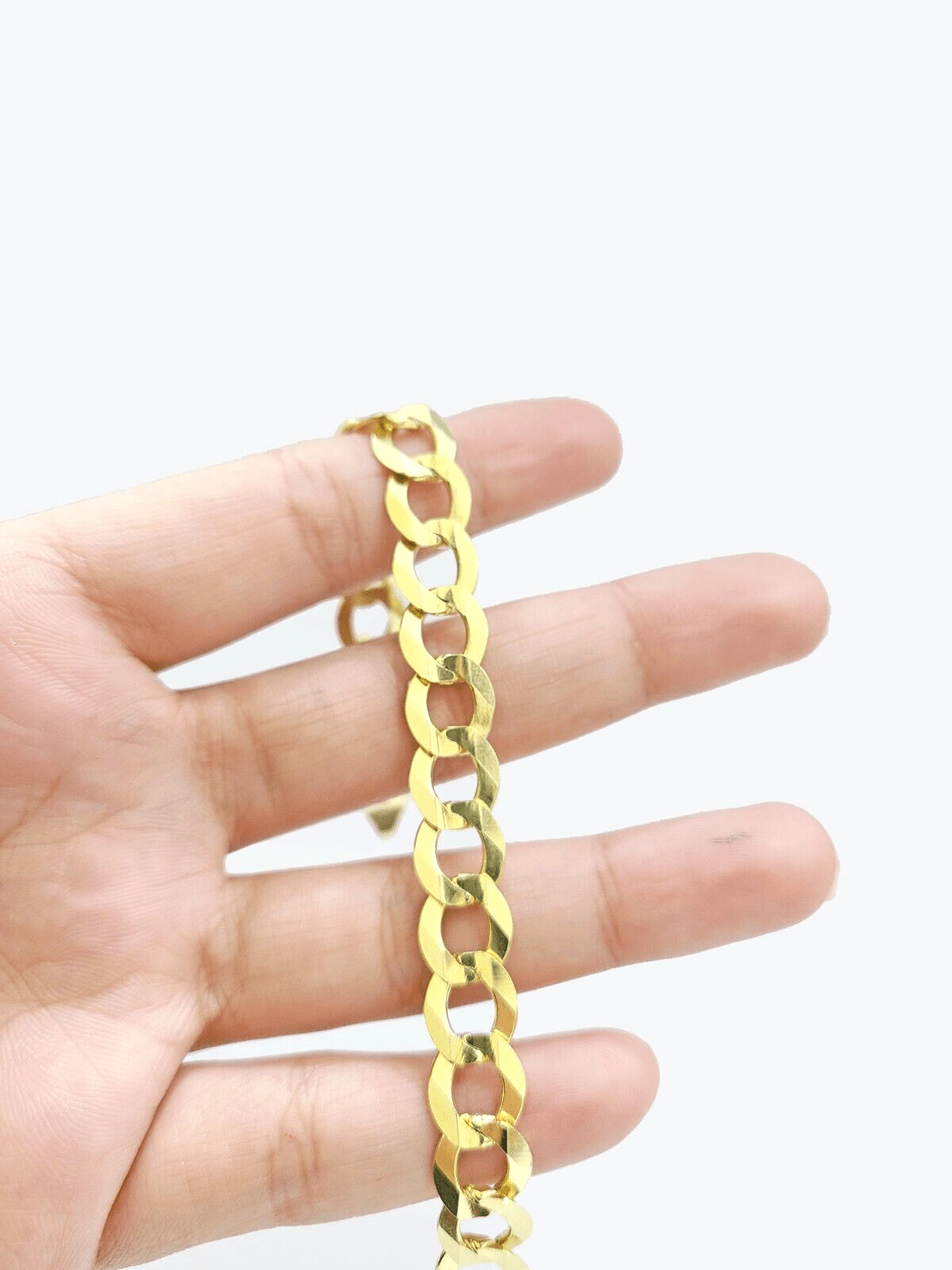 Real 14k Yellow Solid Gold 9mm Cuban Curb Link Bracelet 8'' inch 14kt Unisex - GoldenlinQ