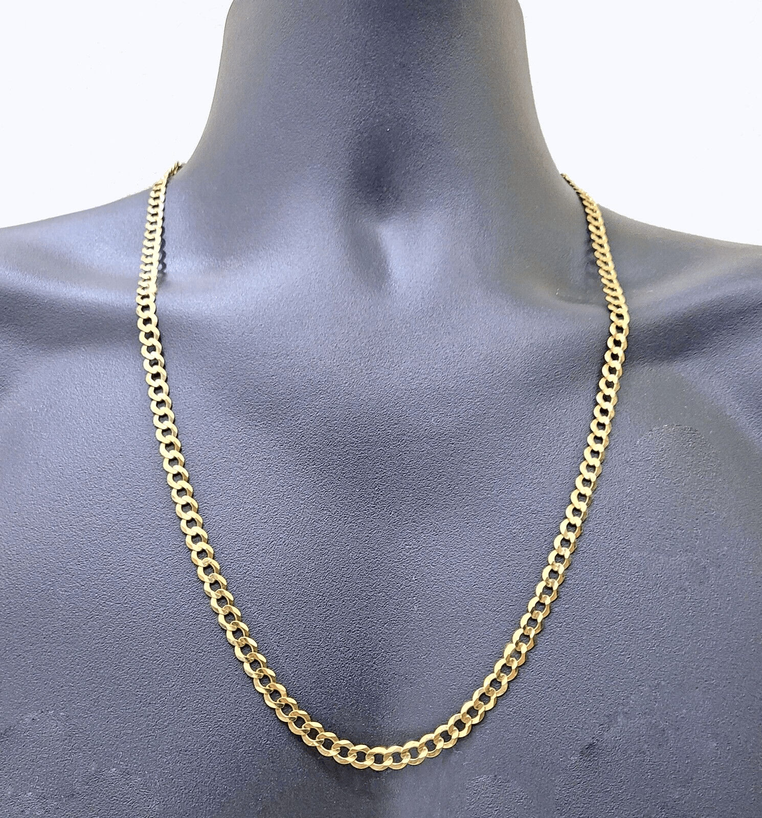 Real 14k Yellow Solid Gold Necklace Cuban Curb Link Chain 26'' inches 6mm Unisex - GoldenlinQ