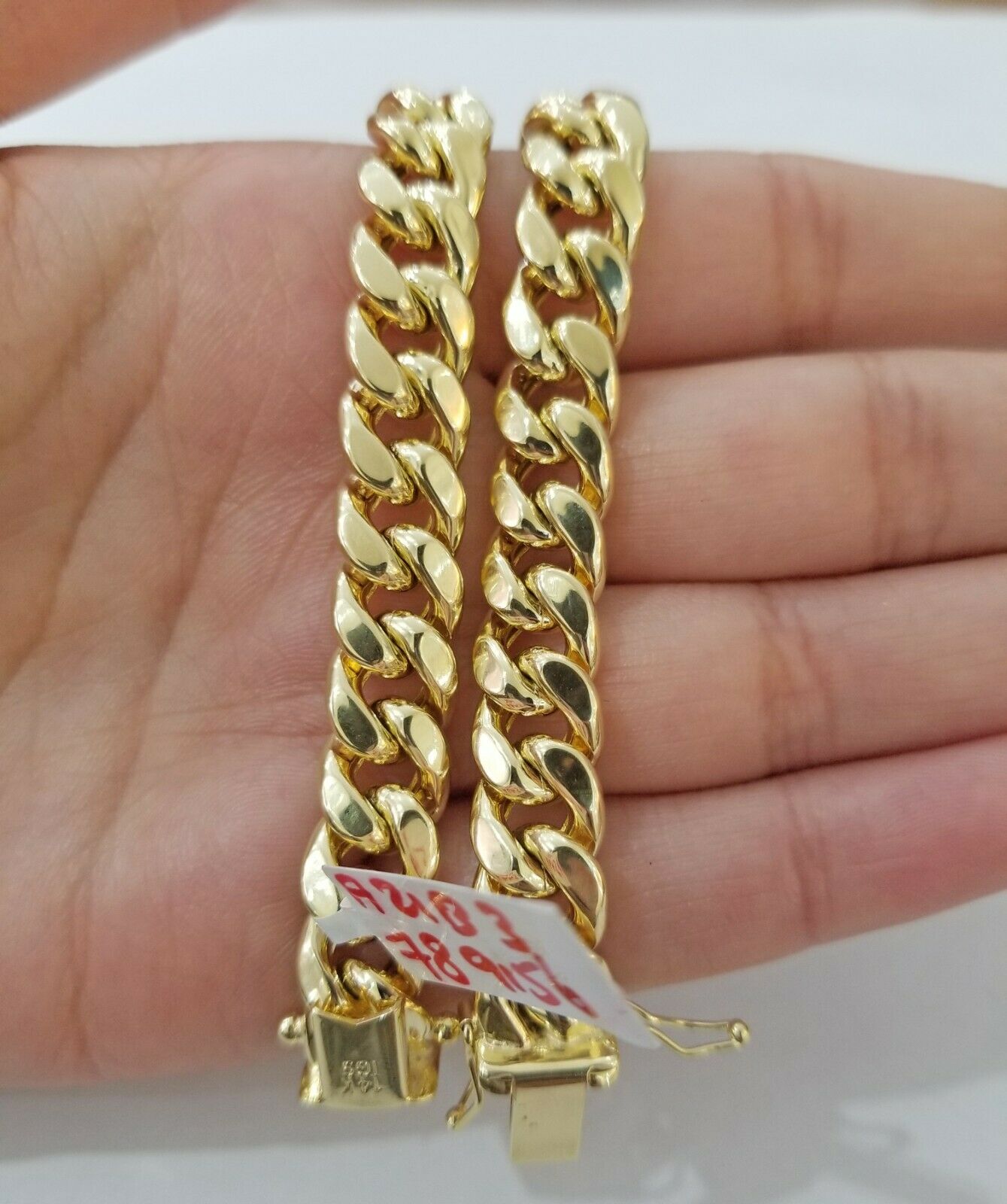 Real 14kt Gold Bracelet Miami Cuban Link 11mm 7.5"Inch Box Lock, Mens 14k STRONG - GoldenlinQ