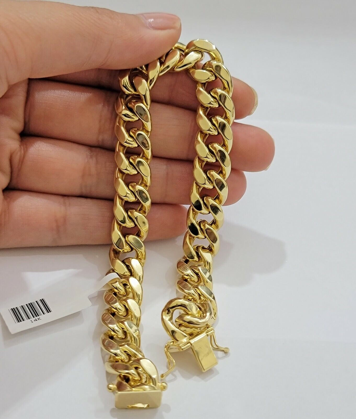 Real 14kt Gold Bracelet Miami Cuban Link 11mm 8.5"Inch Box Lock, Mens 14k STRONG - GoldenlinQ
