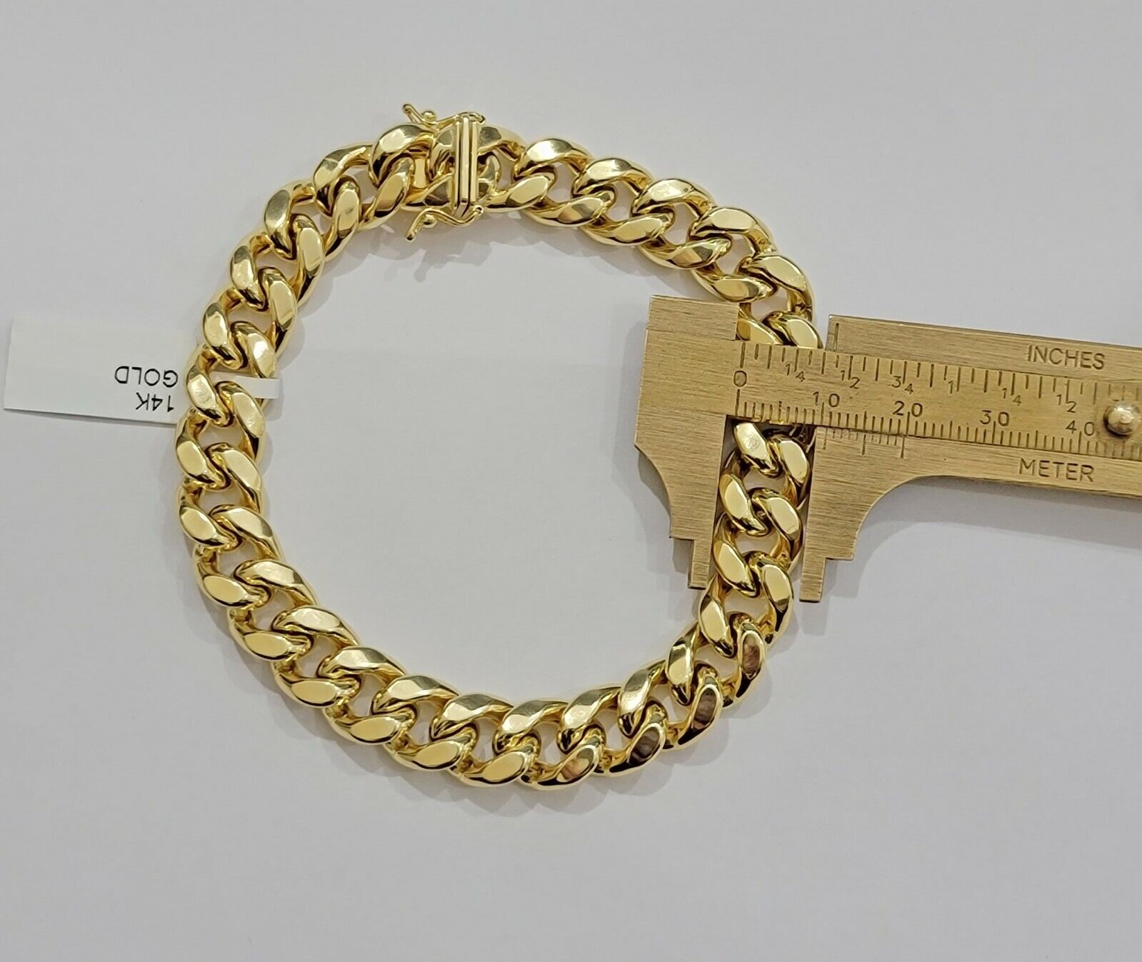 Real 14kt Gold Bracelet Miami Cuban Link 11mm 8.5"Inch Box Lock, Mens 14k STRONG - GoldenlinQ