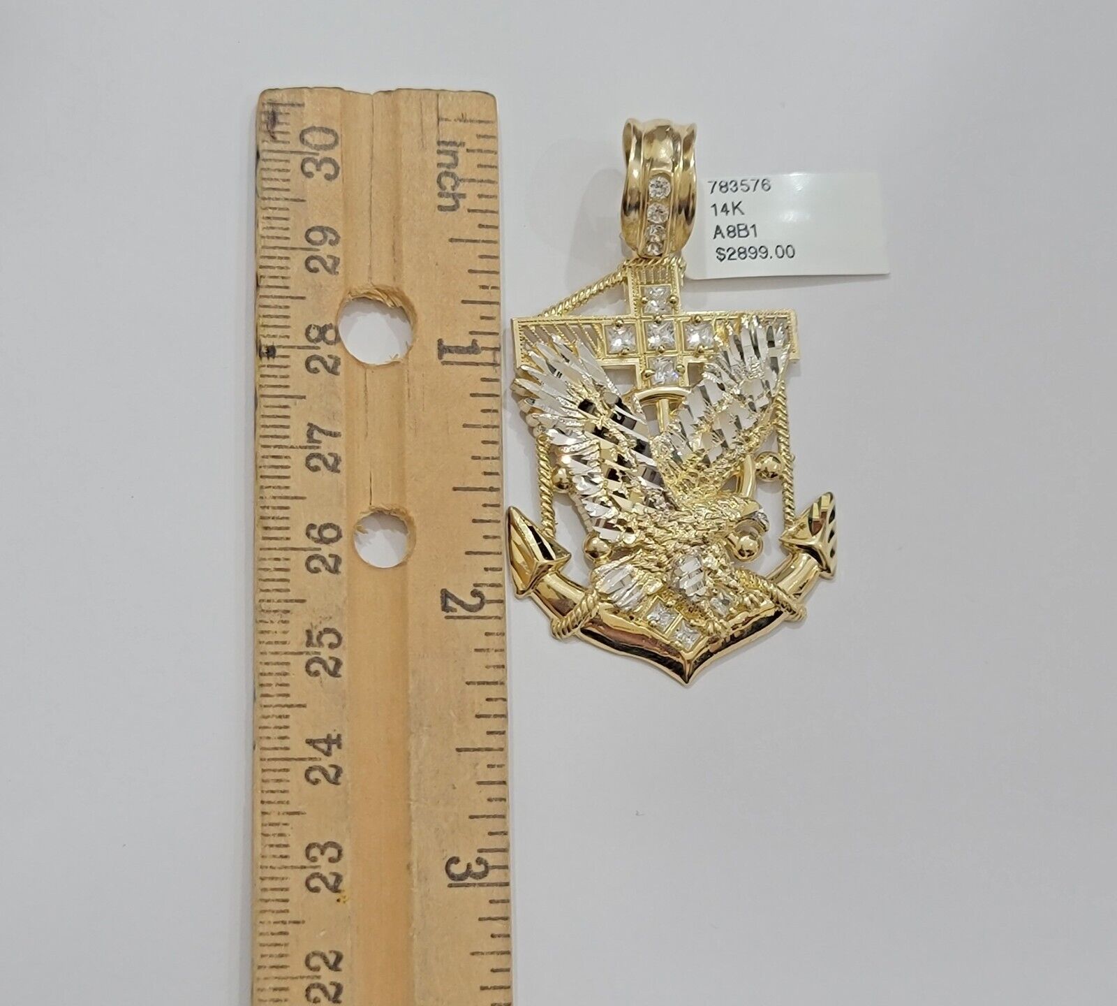 Real 14kt Gold Eagle Anchor Charm Pendant New,14k Yellow Gold For Men's Necklace - GoldenlinQ