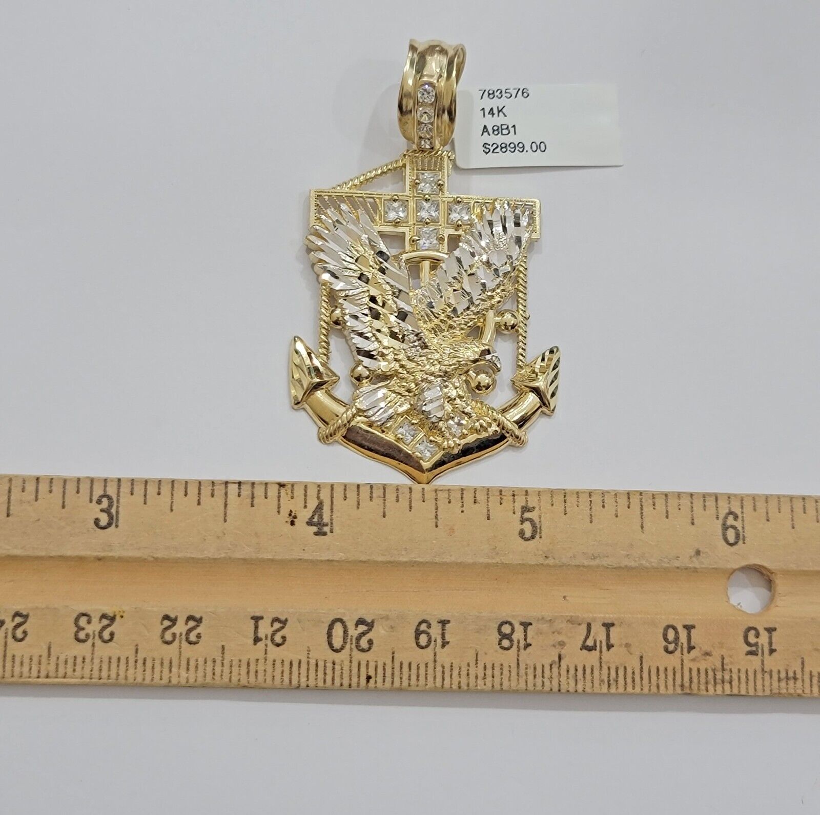 Real 14kt Gold Eagle Anchor Charm Pendant New,14k Yellow Gold For Men's Necklace - GoldenlinQ