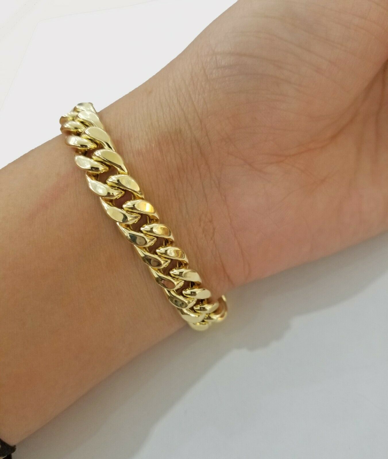 Real 14kt Gold Mens Bracelet Miami Cuban Link 11mm 9"Inch ,Box Clasp ,14k STRONG - GoldenlinQ