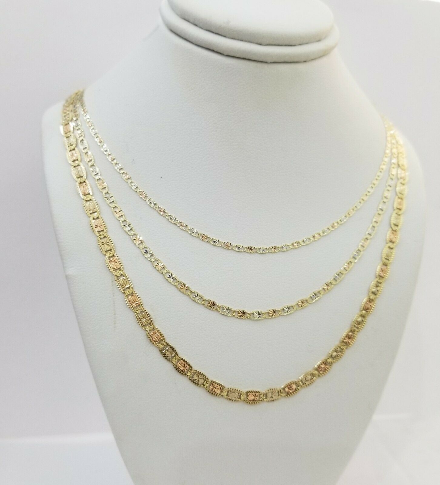 REAL 14kt Gold Necklace Ladies chain 2mm 3mm 4mm 18" - 26" Diamond cuts Women - GoldenlinQ