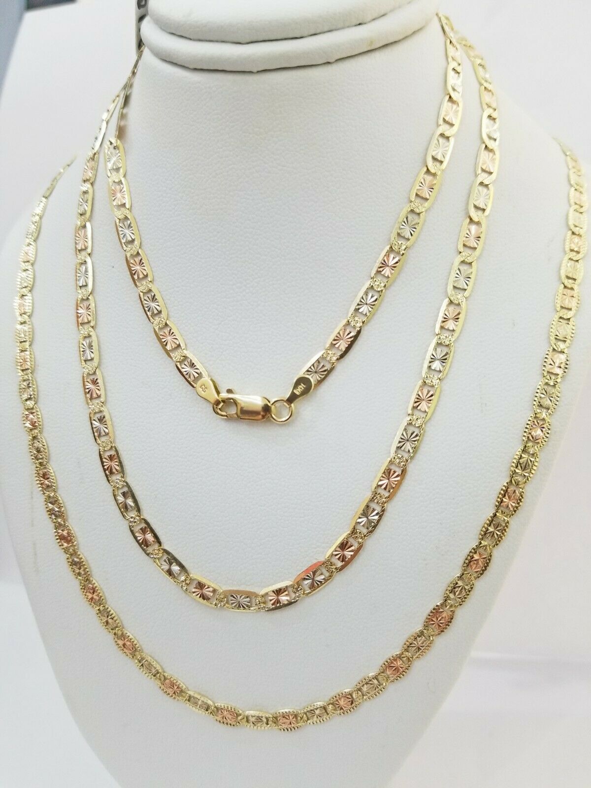 REAL 14kt Gold Necklace Ladies chain 2mm 3mm 4mm 18" - 26" Diamond cuts Women - GoldenlinQ