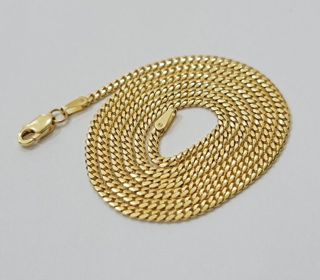 Real 18k Yellow Gold Miami Cuban Chain Necklace 3mm 18 - 24 Inches Men Women SOLID - GoldenlinQ