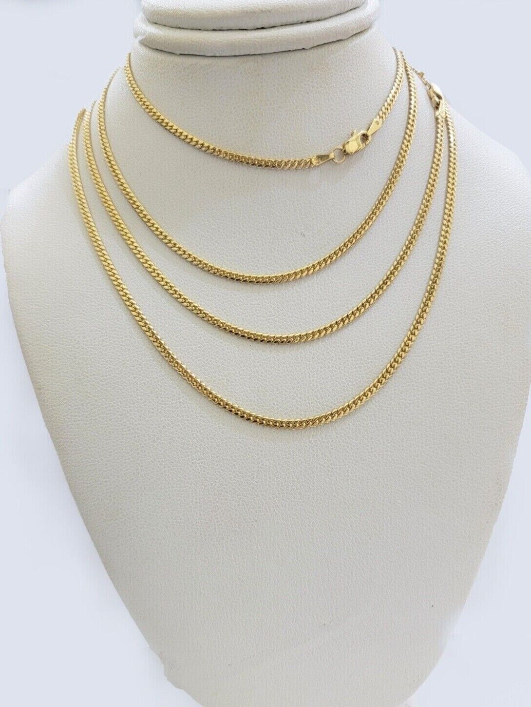 Real 18k Yellow Gold Miami Cuban Chain Necklace 3mm 24 Inch Men Women Solid Sale