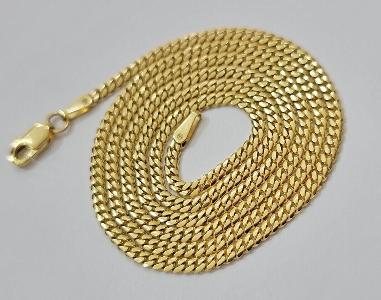 Real 18k Yellow Gold Miami Cuban Chain Necklace 3mm 24 Inch Men Women Solid Sale