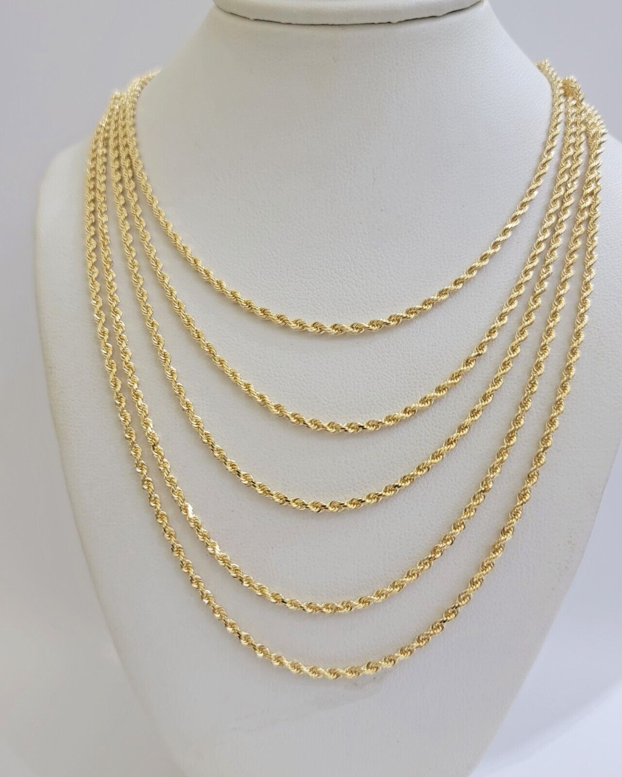 Real 18k Yellow Gold Rope Chain Necklace 22 Inch 2mm Solid 18 KT Men Women, SALE - GoldenlinQ