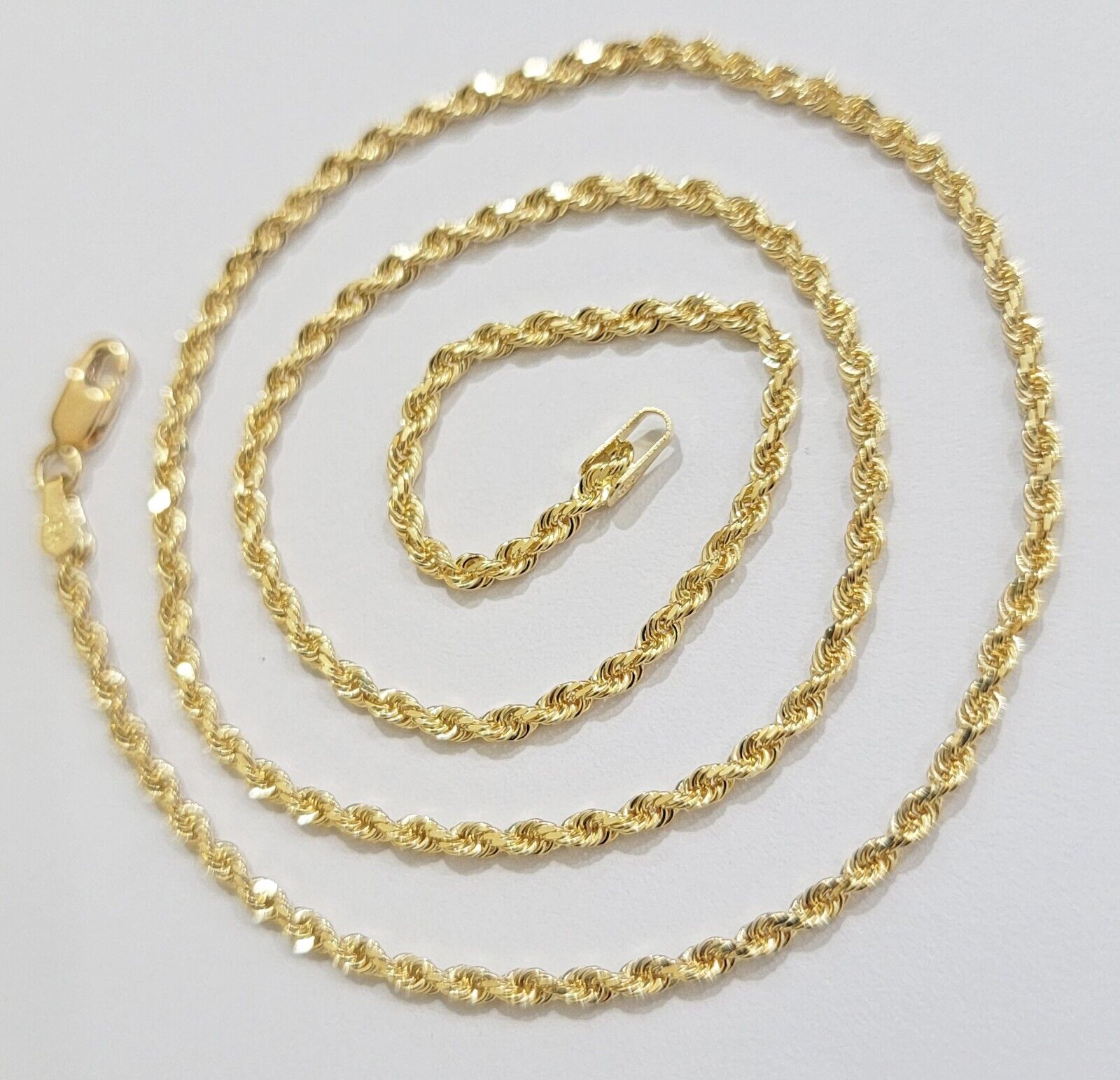 Real 18k Yellow Gold Rope Chain Necklace 24 Inch 2mm Solid 18 KT Men Women, SALE - GoldenlinQ