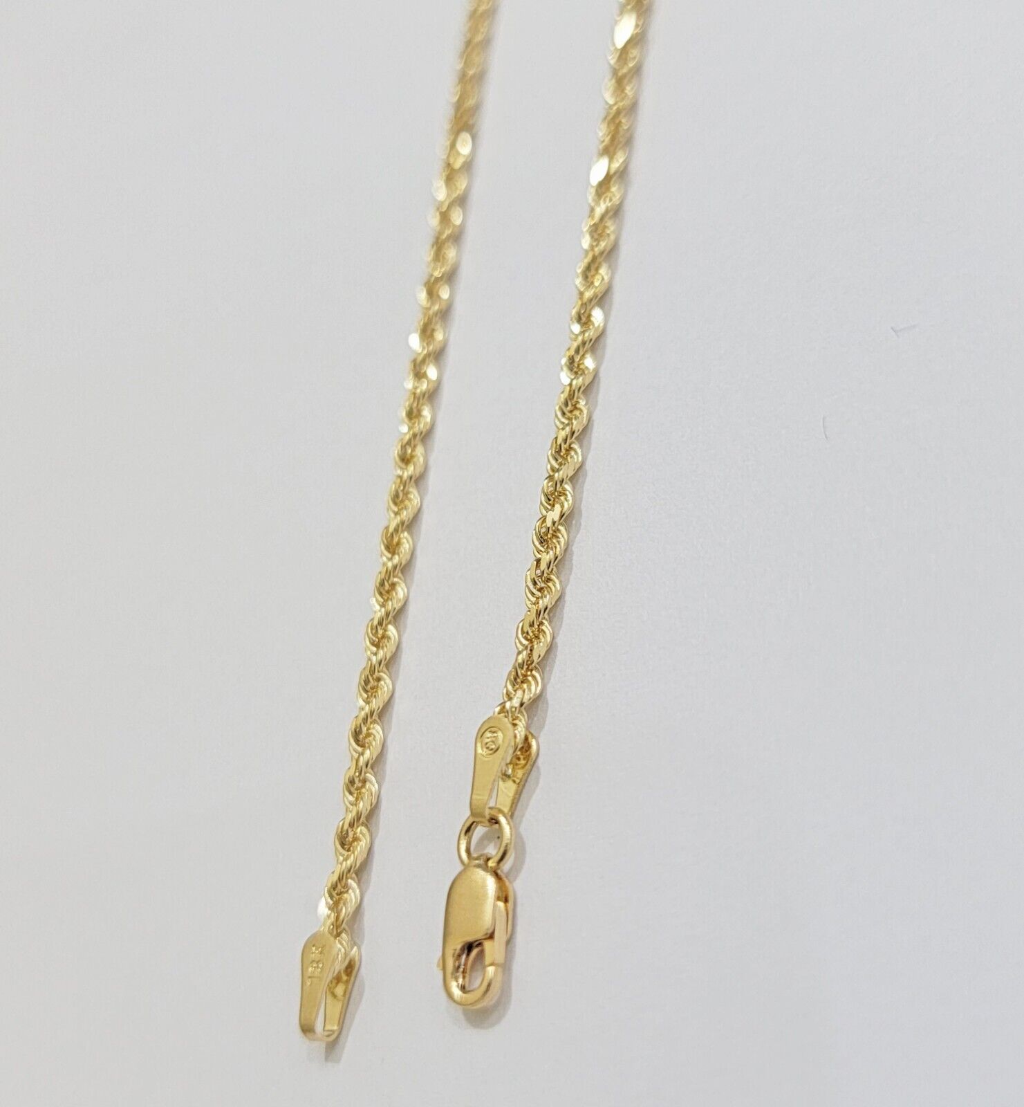 Real 18k Yellow Gold Rope chain necklace 2mm 16 - 24 Inch Men women SOLID HEAVY - GoldenlinQ
