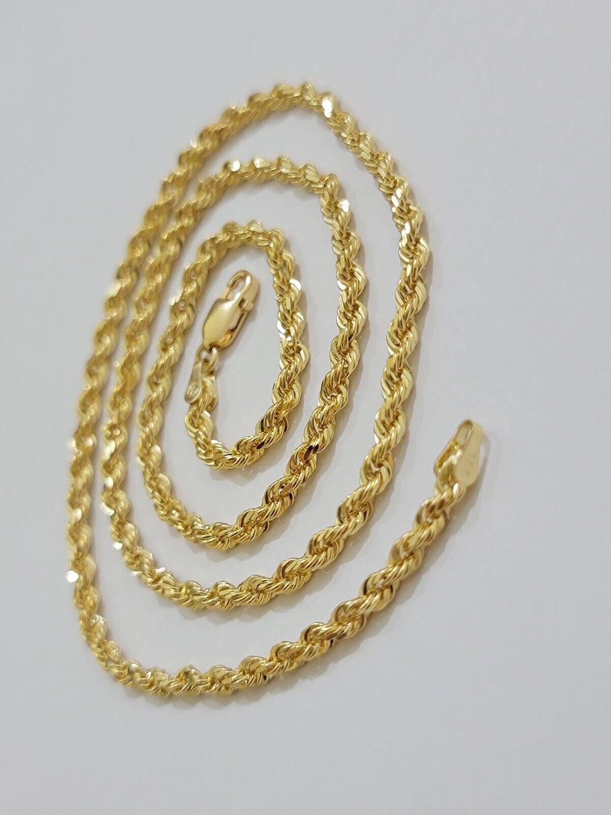 Real 18k Yellow Gold Rope Chain Necklace 3mm 26'' Inch Men Women SOLID HEAVY NEW - GoldenlinQ
