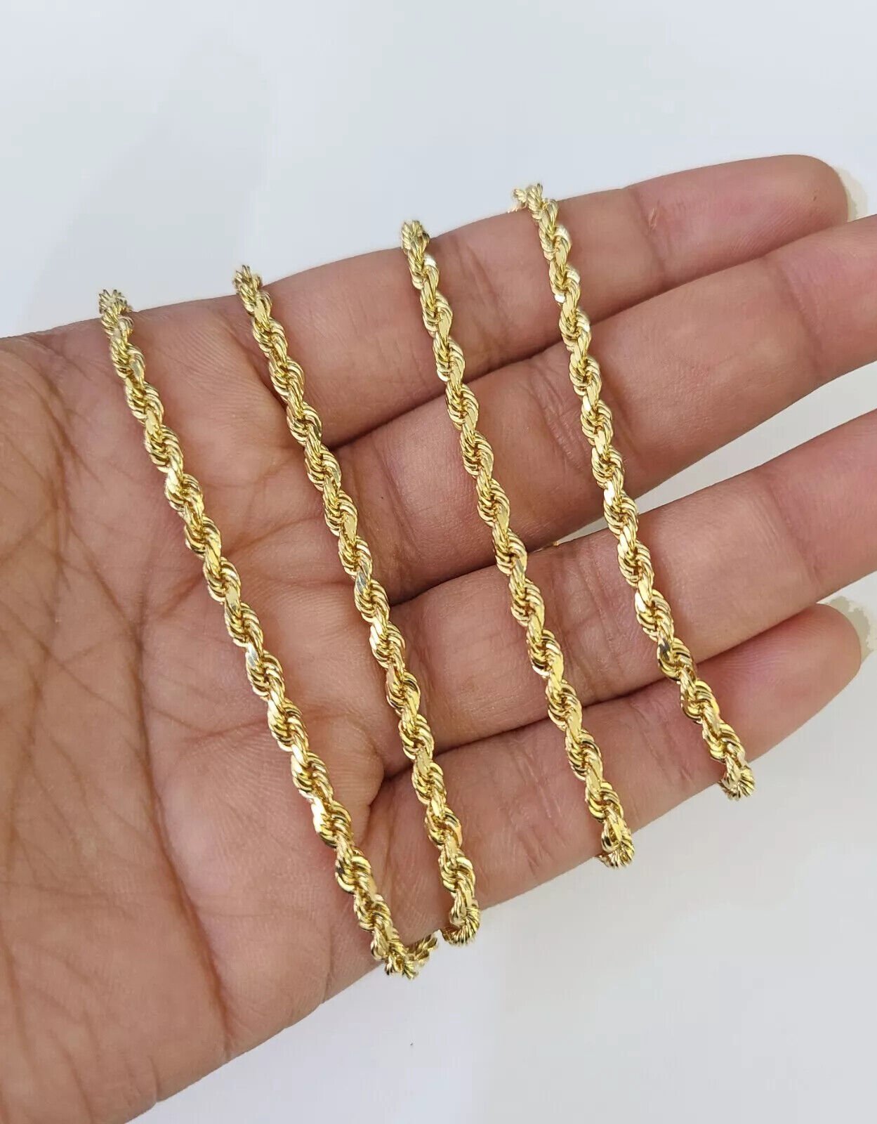 REAL 18k Yellow Gold Rope Chain Necklace SOLID 18 - 26 Inch 3mm 18kt Men's , Women - GoldenlinQ