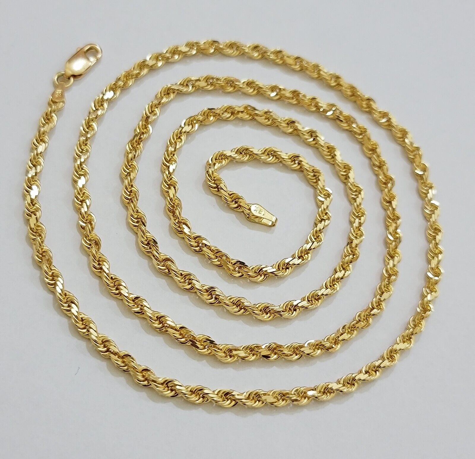 REAL 18k Yellow Gold Rope Chain Necklace SOLID 18 - 26 Inch 3mm 18kt Men's , Women - GoldenlinQ