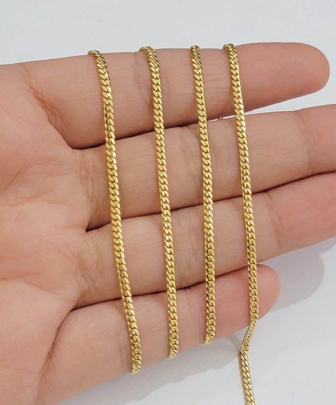 Real 18kt Yellow Gold Miami Cuban Chain Necklace 3mm 20'' Inches Men Women SOLID - GoldenlinQ