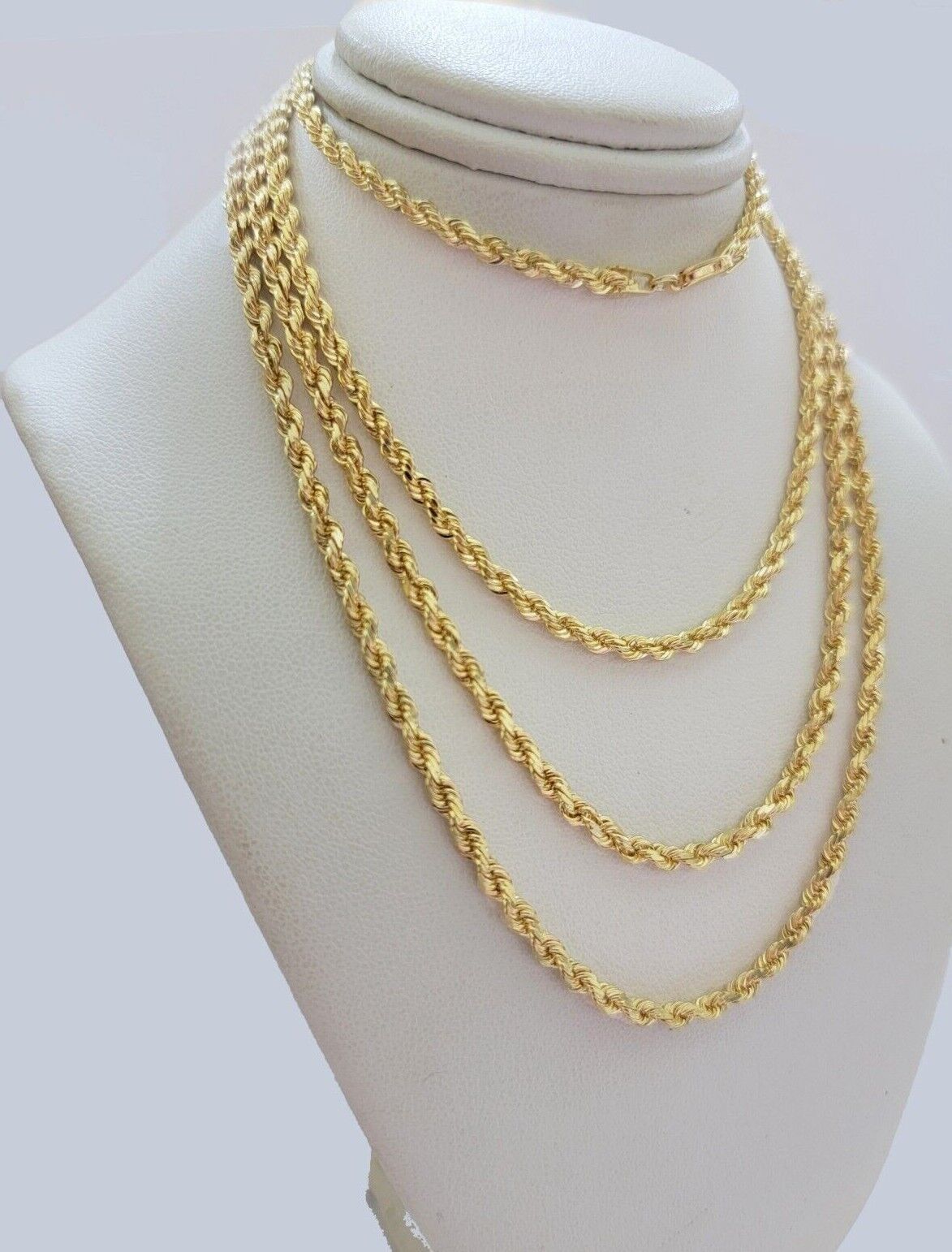 Real 18kt Yellow Gold Rope Chain Necklace 3mm 20' Inch Men Women SOLID HEAVY 18k - GoldenlinQ