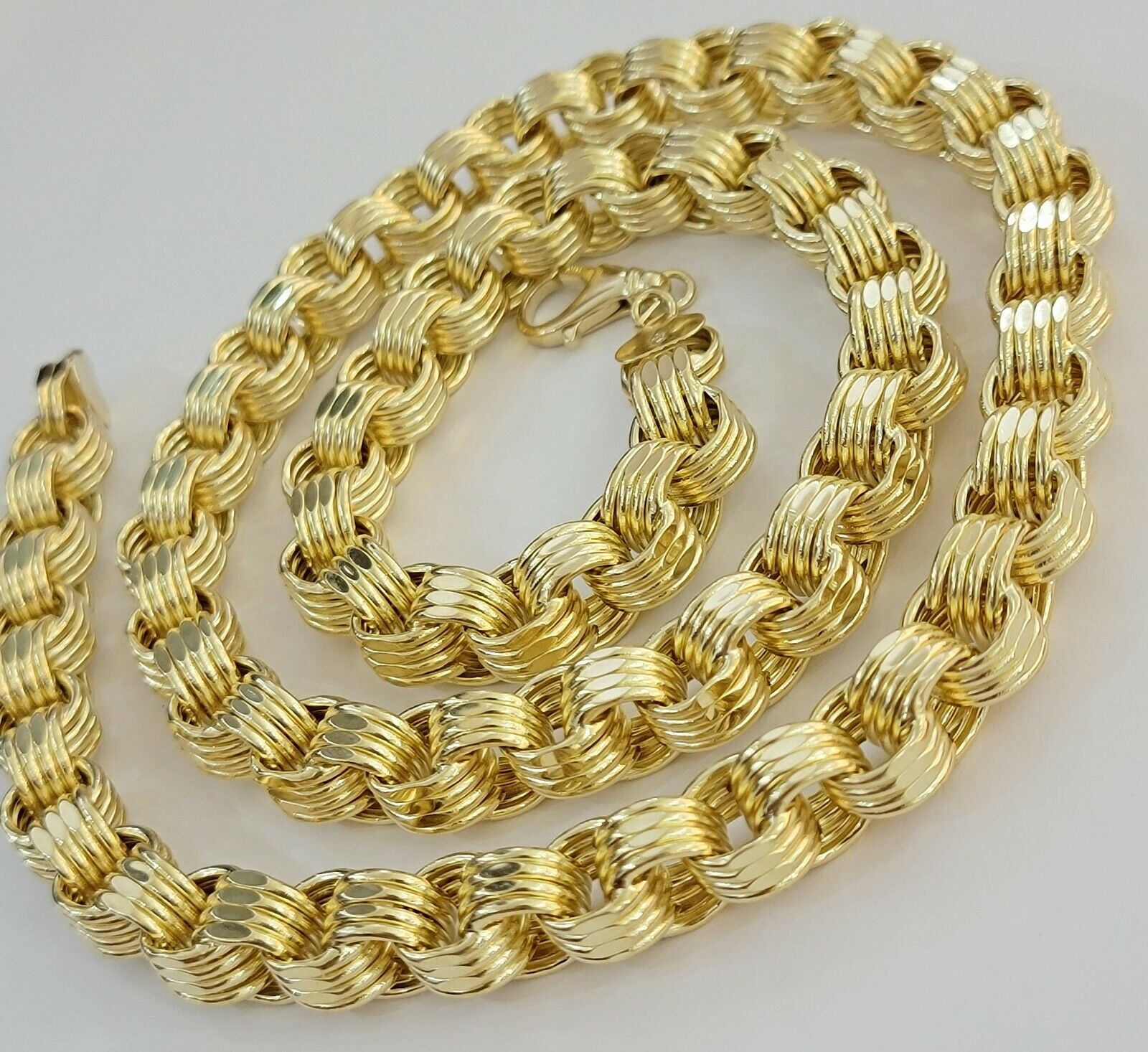 Real Box Byzantine chain necklace 7mm 10K Yellow Gold 22 Inches Men's 10KT - GoldenlinQ