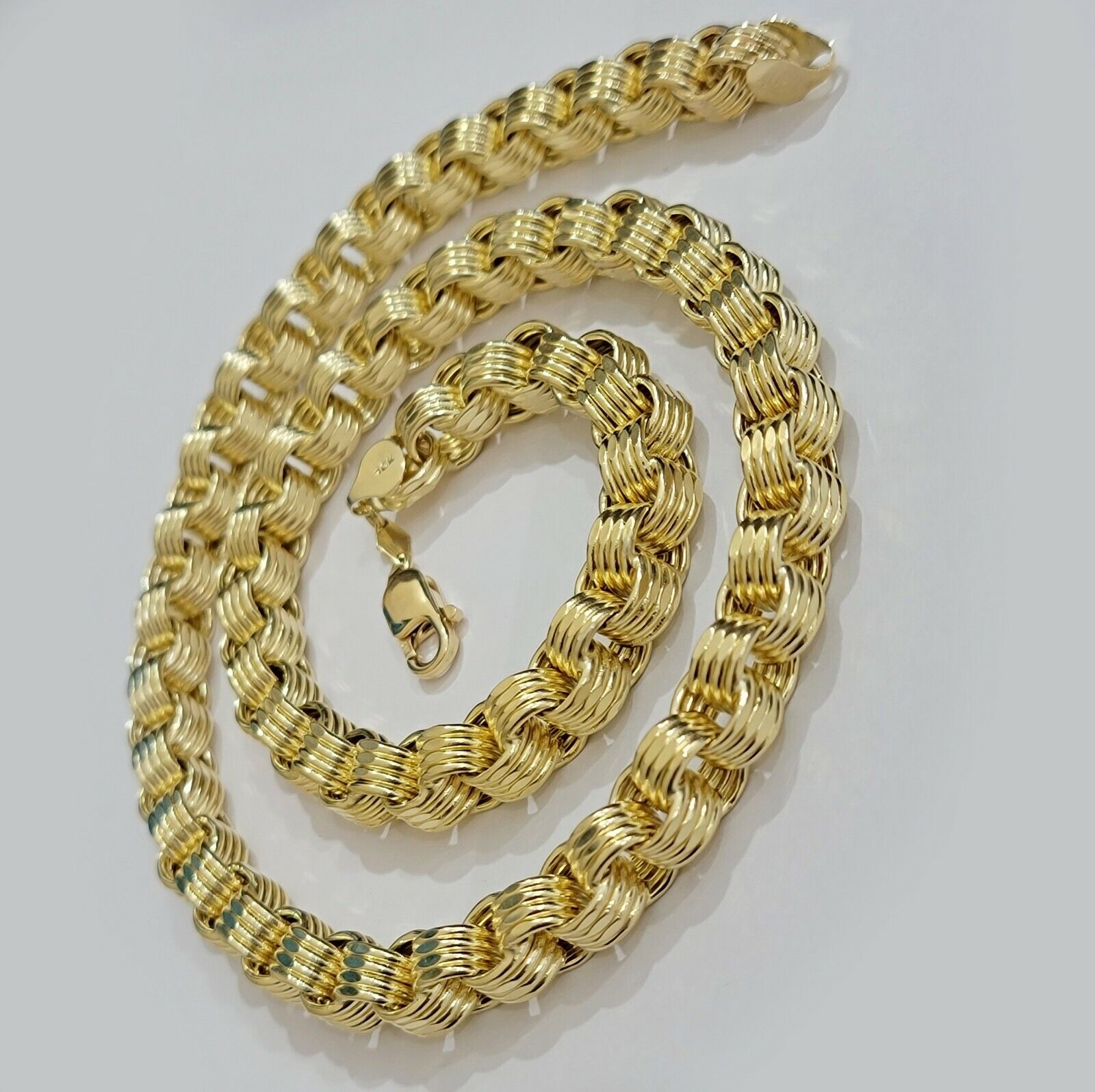 Real Box Byzantine chain necklace 7mm 10K Yellow Gold 26 Inches Men's 10KT - GoldenlinQ