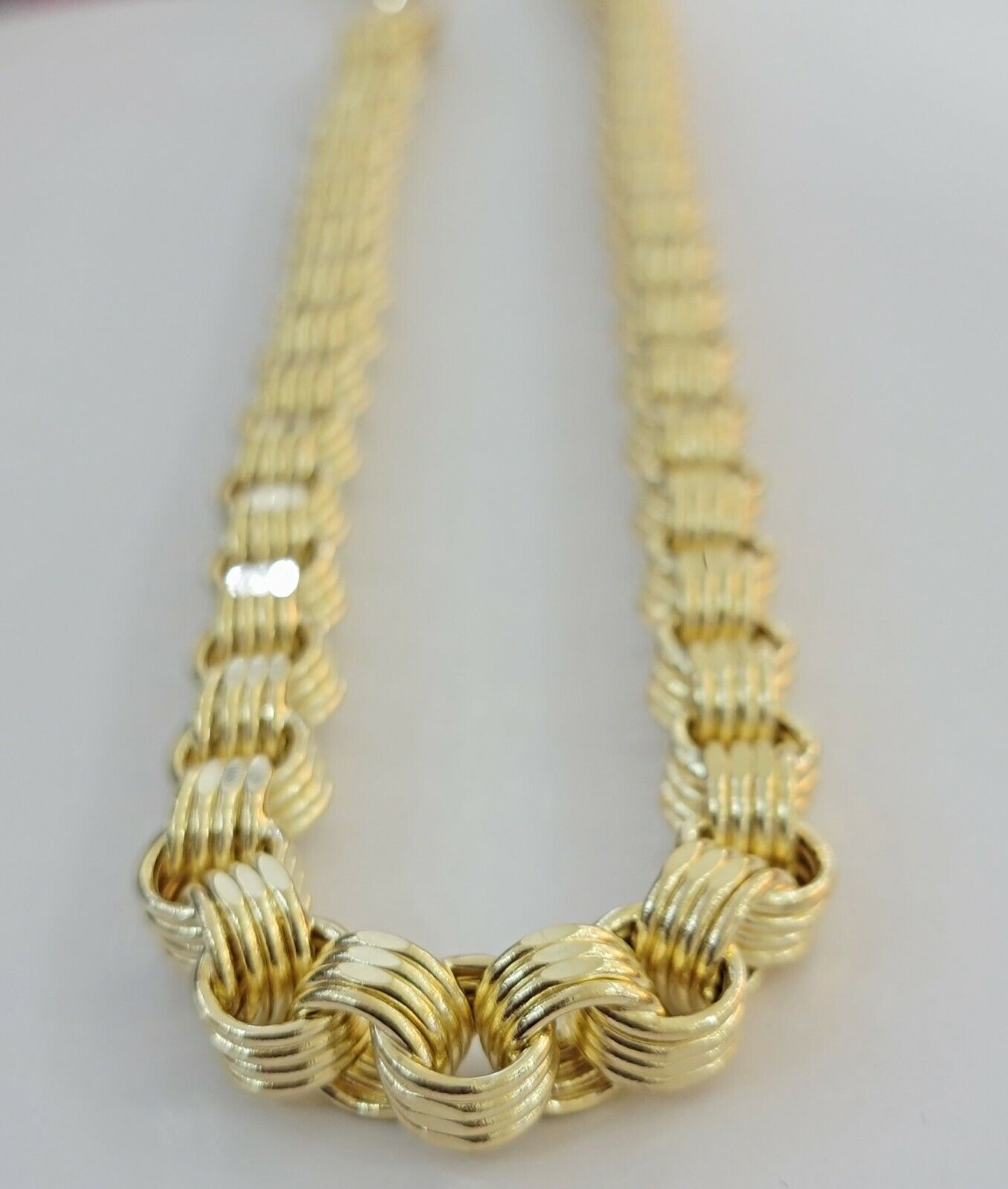 Real Box Byzantine chain necklace 7mm 10K Yellow Gold 26 Inches Men's 10KT - GoldenlinQ