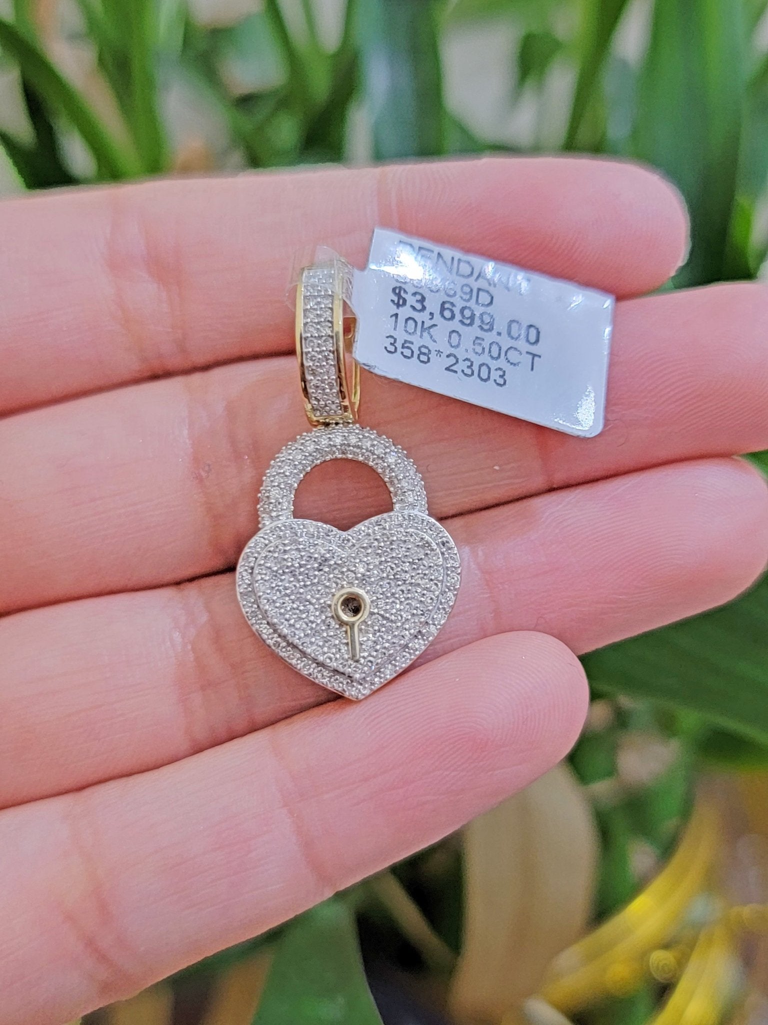 Real Diamond Heart Key charm pendant Real 10k gold 1/2 Natural Diamonds For Men Women - GoldenlinQ