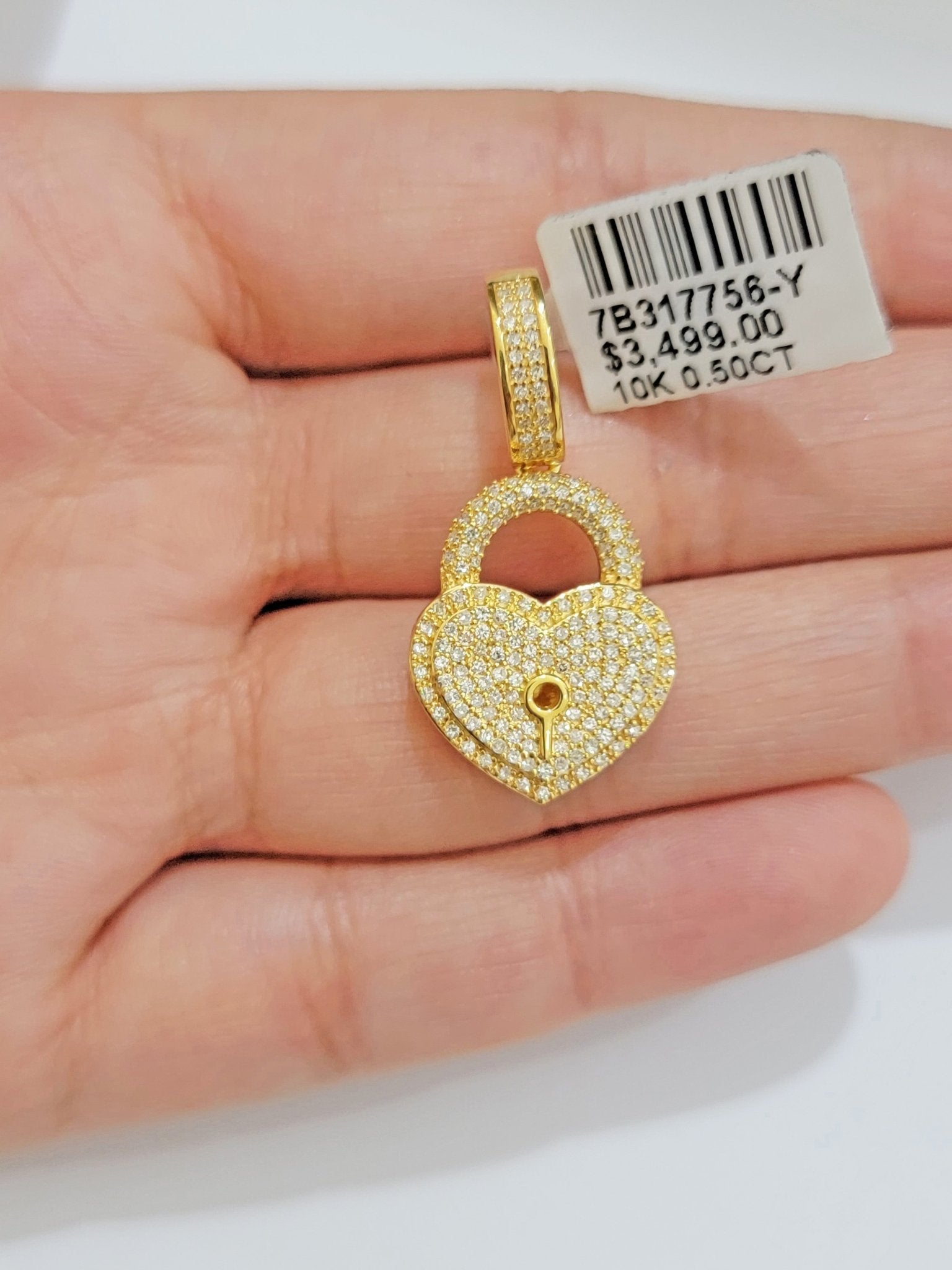 Real Diamond Key charm pendant Real 10k gold 1/2 Natural Diamonds For Men Women - GoldenlinQ