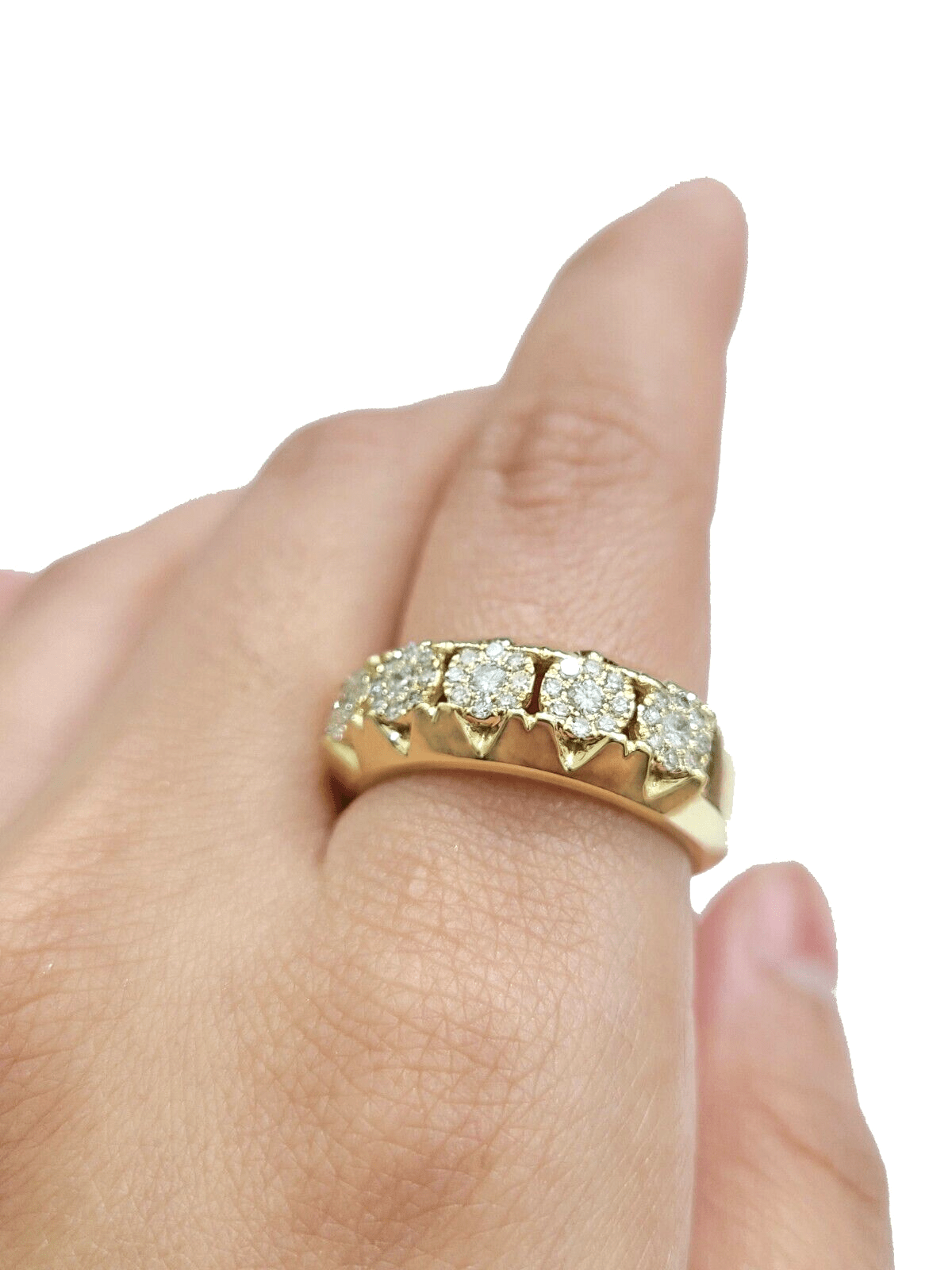 Real Diamond Mens Ring 14k Real Gold Band 14kt Yellow Gold 10" Genuine Diamonds - GoldenlinQ