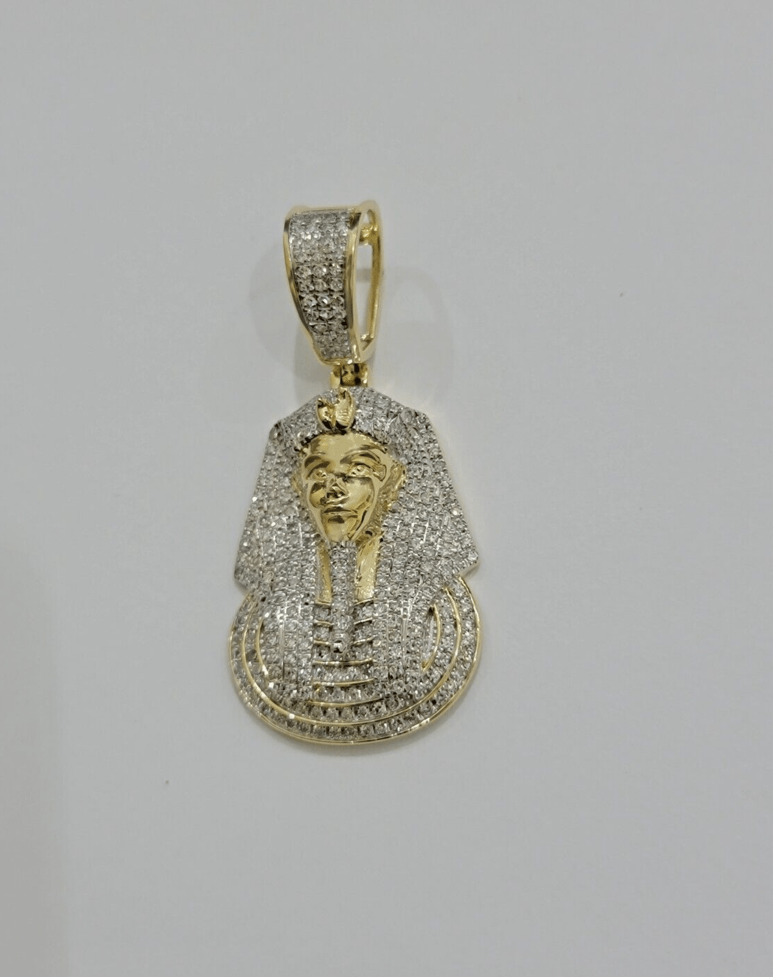 Real Diamond Pharoah Charm Pendant 10k Yellow Gold 0.85 CT Natura Chain Necklace - GoldenlinQ