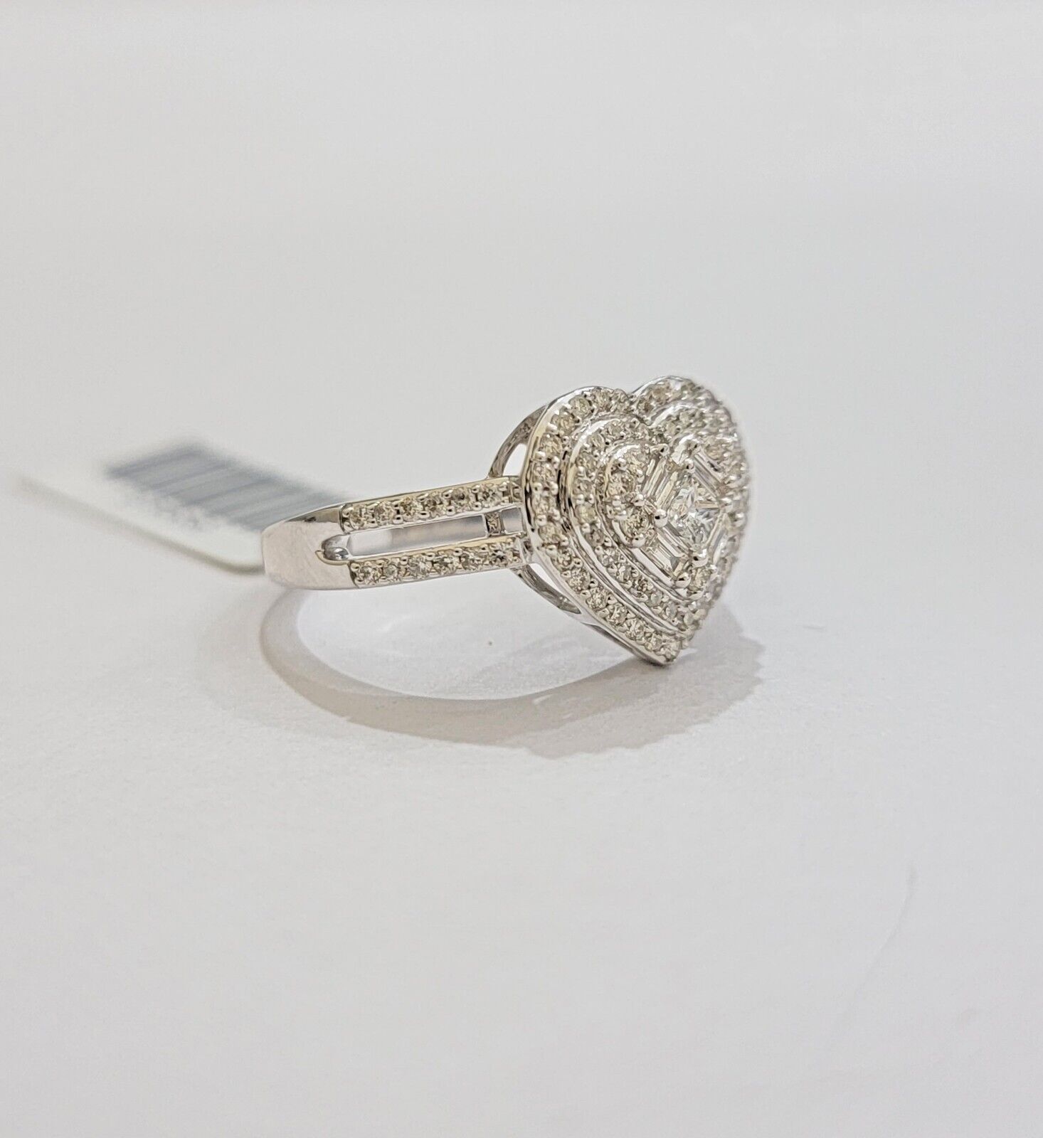 Real Diamond Ring Heart Shape 10k White Gold 0.60 CT Natural Diamond Ladies Band - GoldenlinQ