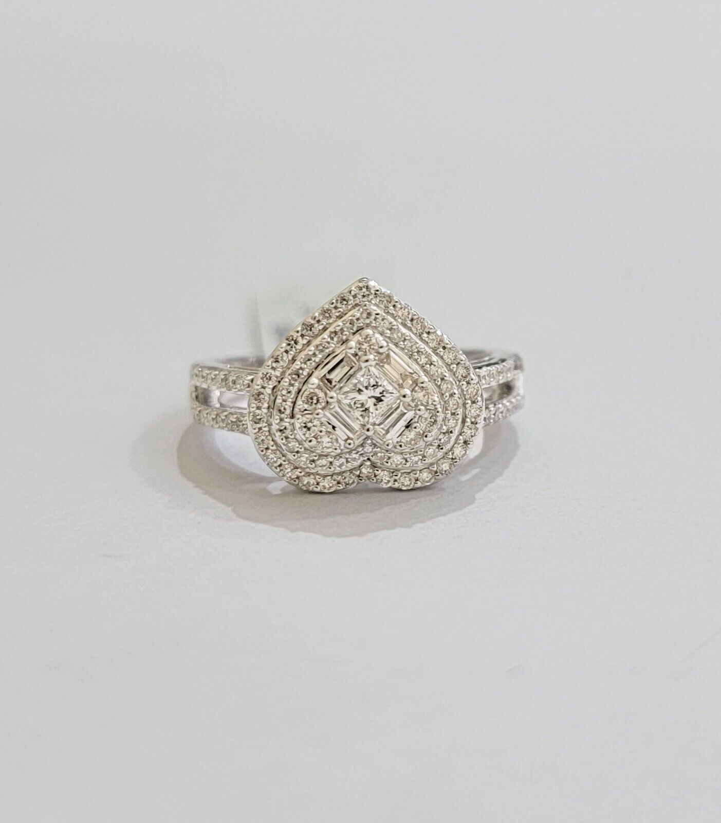 Real Diamond Ring Heart Shape 10k White Gold 0.60 CT Natural Diamond Ladies Band - GoldenlinQ