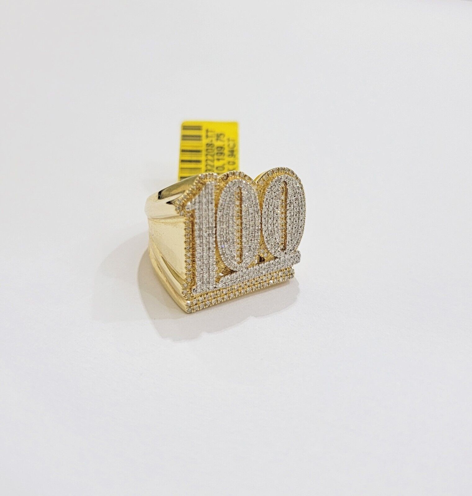 Real Diamonds 10k Yellow Gold Mens Ring Number 100 Style , New , Size 10 , SALE - GoldenlinQ