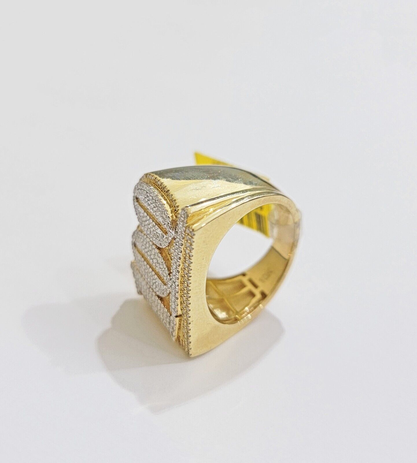 Real Diamonds 10k Yellow Gold Mens Ring Number 100 Style , New , Size 10 , SALE - GoldenlinQ