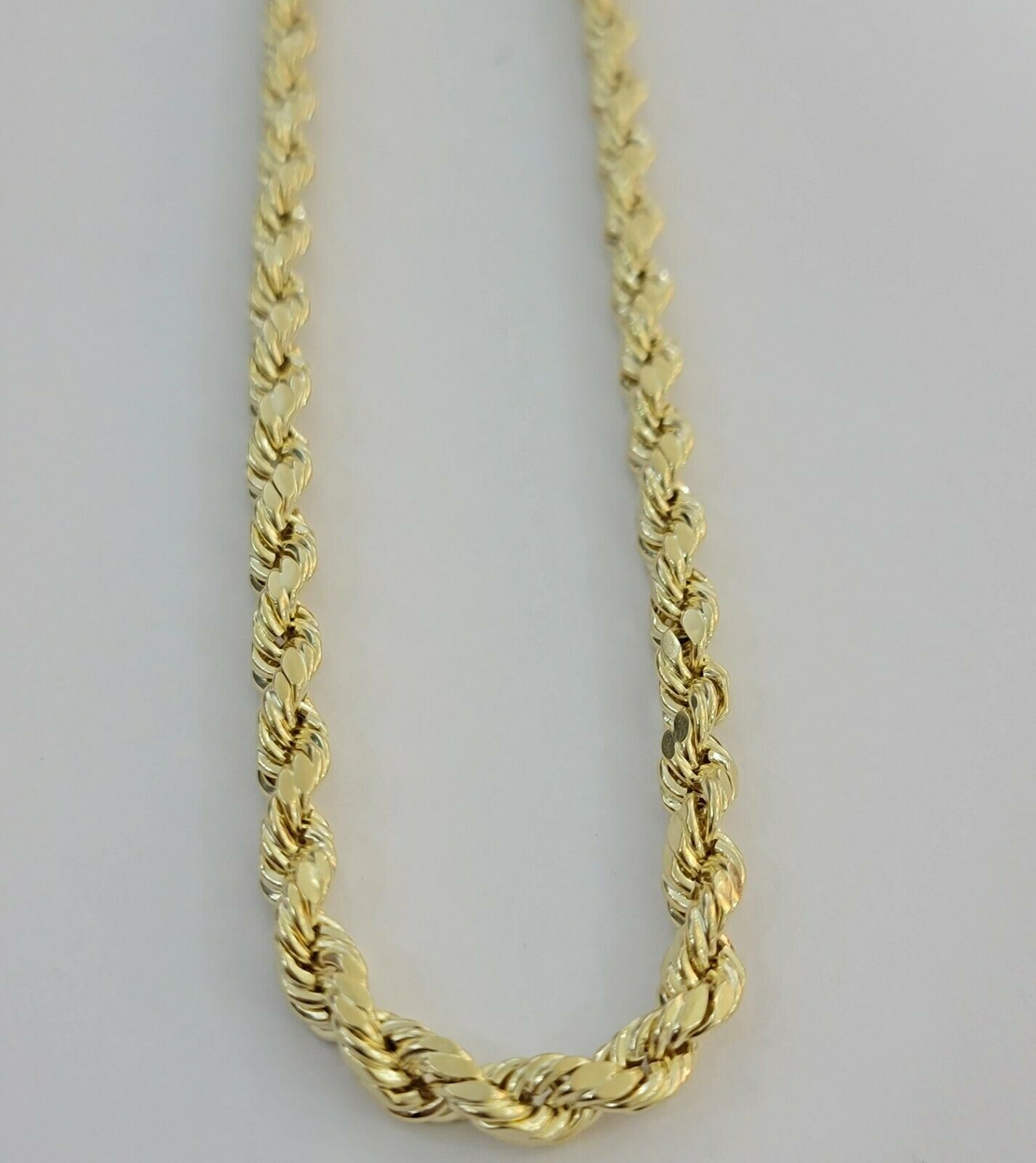 Real Gold 10k Rope Chain Necklace 5mm 18" - 30" Inch Yellow Gold Diamond Cut Men's - GoldenlinQ