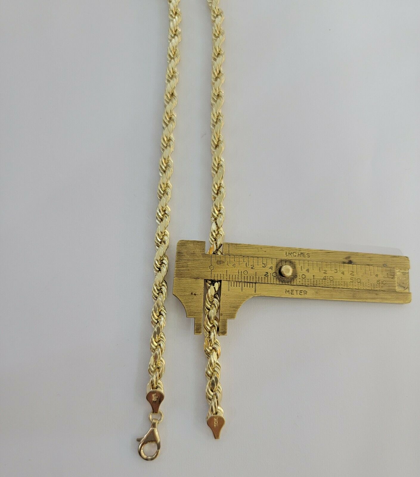 Real Gold 10k Rope Chain Necklace 5mm 18" - 30" Inch Yellow Gold Diamond Cut Men's - GoldenlinQ