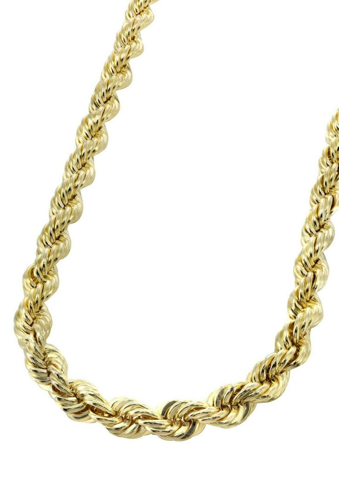 Real Gold 10k Rope Necklace Men' Chain 7mm 18" - 30" Inch Yellow Gold Diamond Cuts - GoldenlinQ
