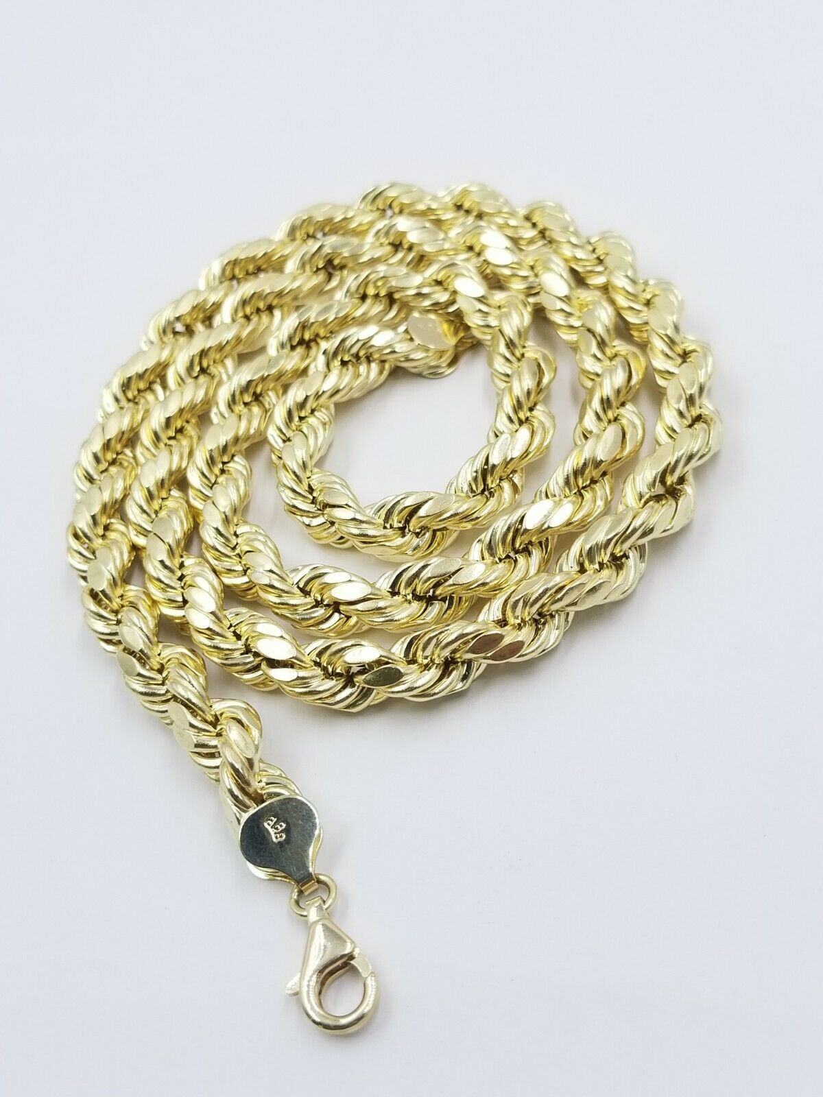 Real Gold 10k Rope Necklace Men' Chain 8mm 18" - 30" Inch Yellow Gold Diamond Cuts - GoldenlinQ