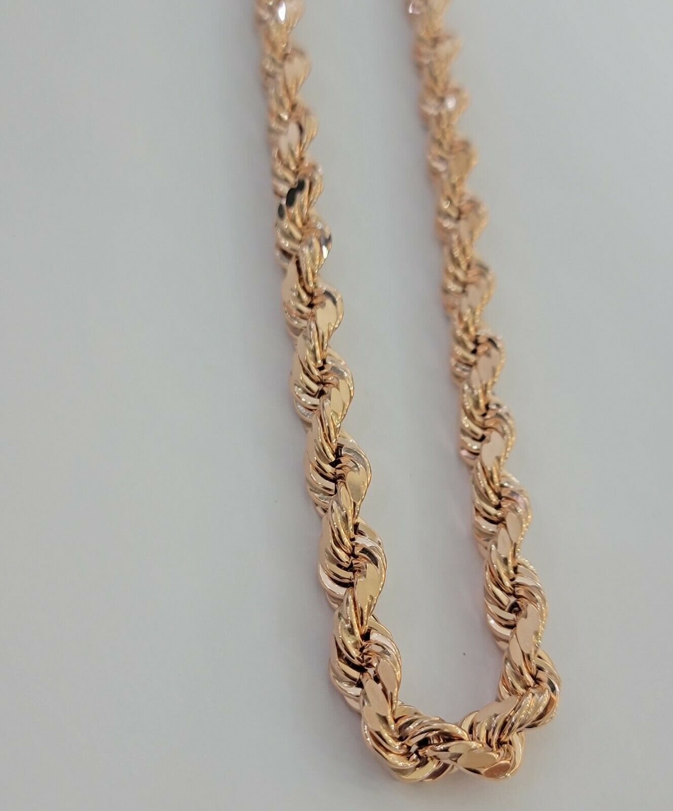 Real Gold 10k Rope Necklace Men Chain 8mm 22" - 30" Inch Rose Gold SOLID 10kt - GoldenlinQ