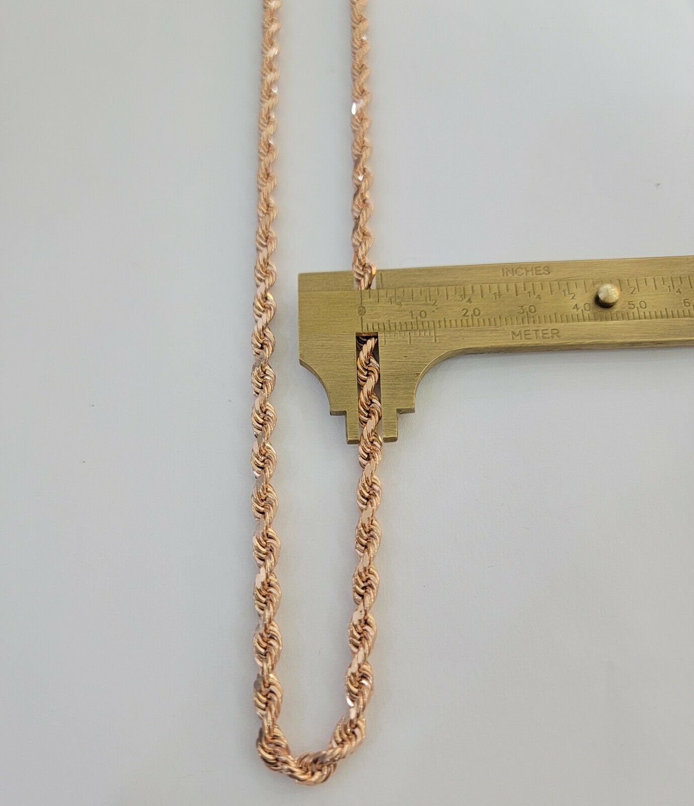 Real Gold 10k Rose Gold Rope Necklace Men Chain 4mm 20" - 26" Inch 10kt Men Women - GoldenlinQ