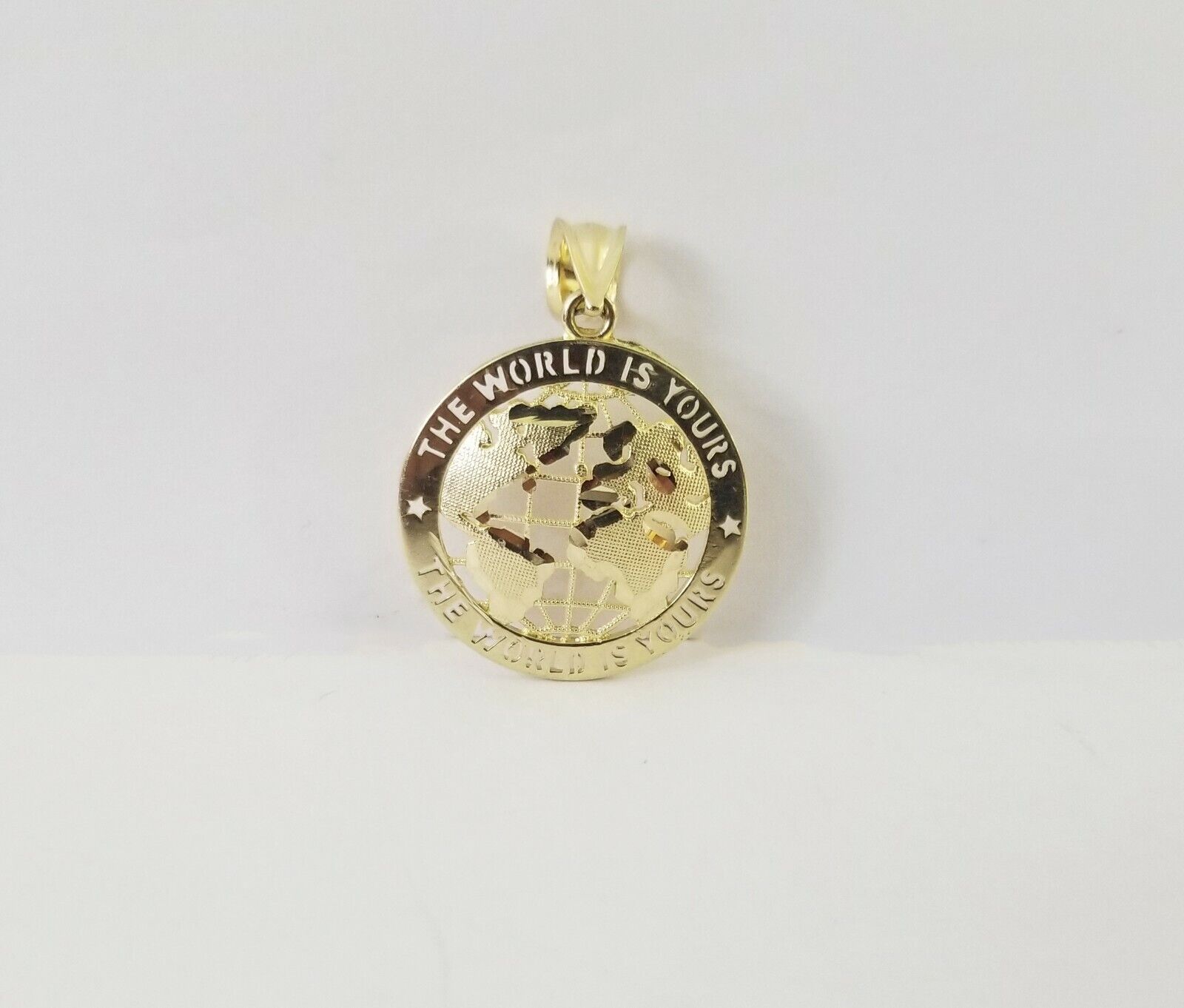 Real Gold 10k The World is Yours Map Pendant Diamond Cut 10kt - GoldenlinQ