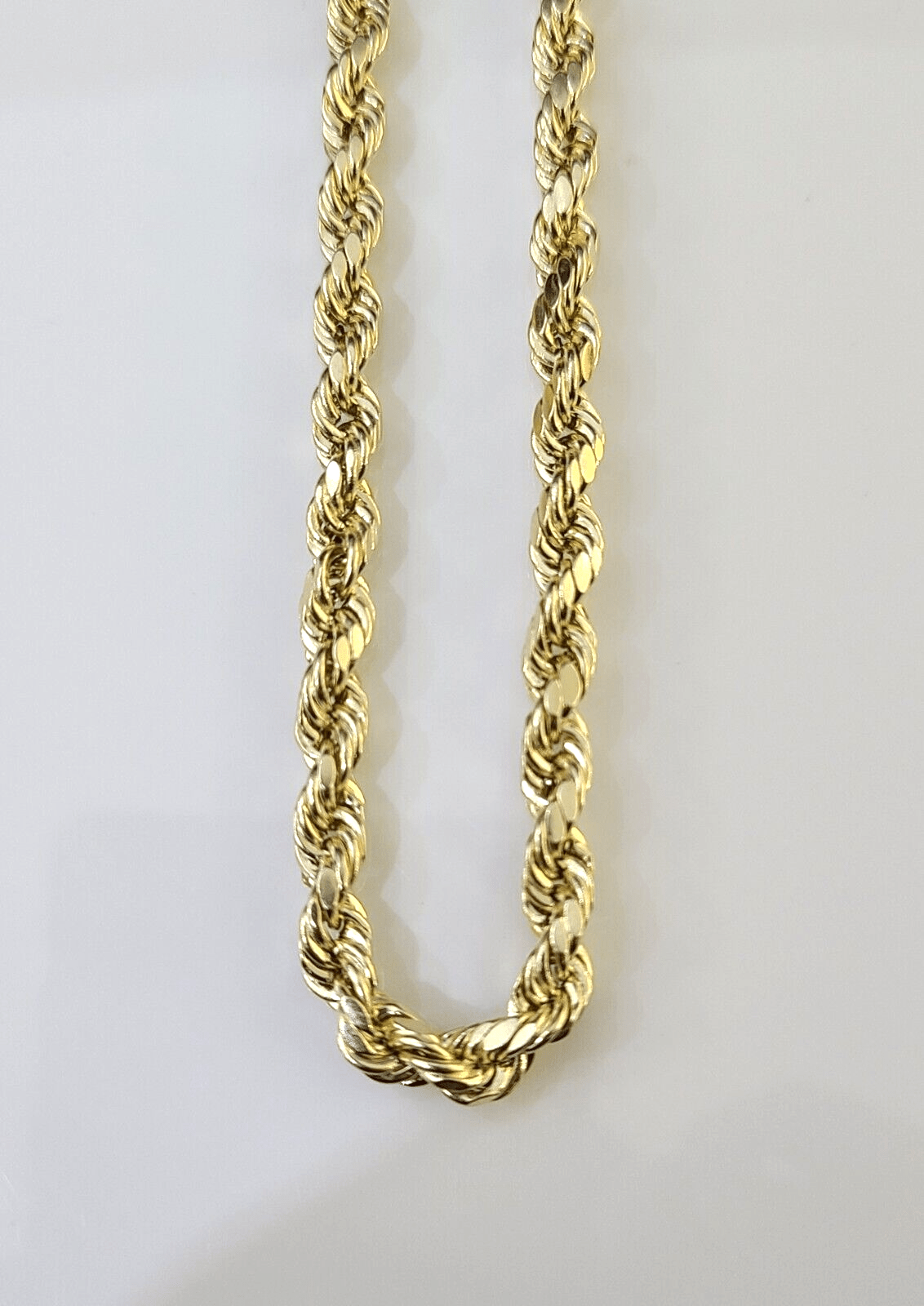 Real Gold 14k Rope Necklace Mens Chain 5mm 20" - 26" Yellow Gold Diamond Cuts 10KT - GoldenlinQ