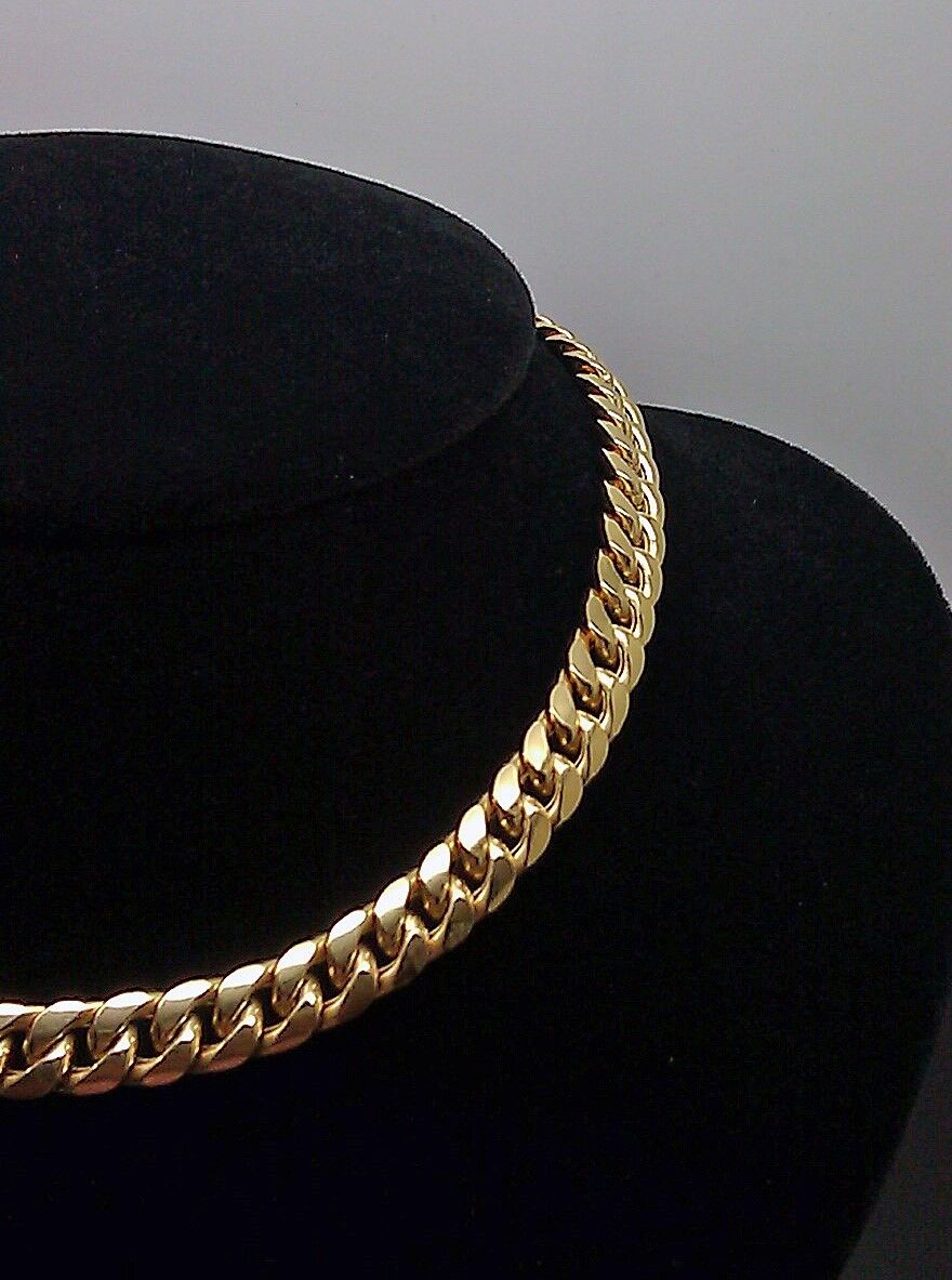 Real Gold 7mm 24" Mens Cuban Link Necklace 10KT yellow Gold Chain Strong Links - GoldenlinQ