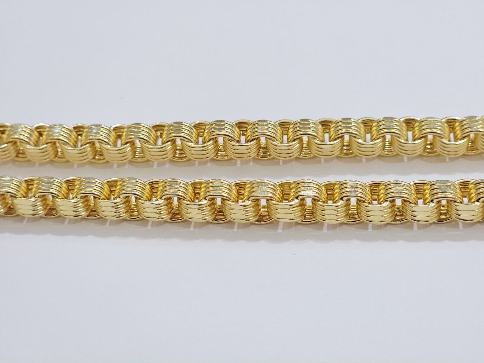 Real Gold Box Byzantine Chain Necklace 7.5mm 10K Yellow 20 Inches Men 10KT SALE - GoldenlinQ