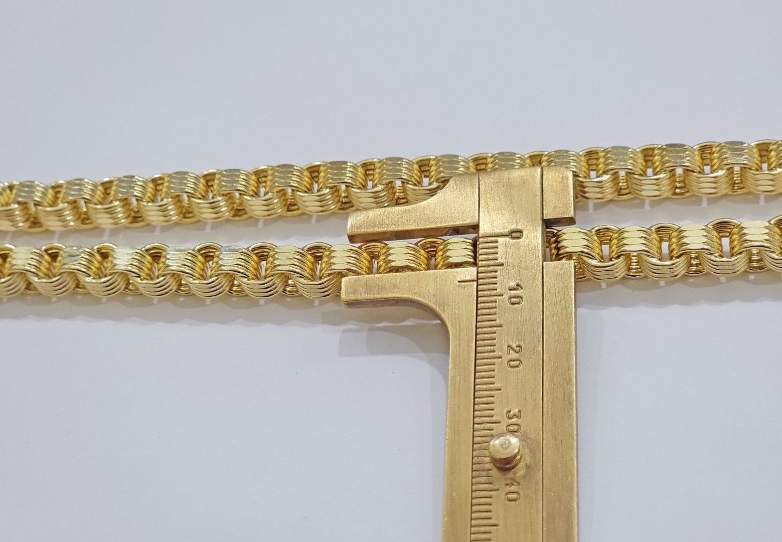 Real Gold Box Byzantine Chain Necklace 7.5mm 10K Yellow 22 Inches Men 10KT SALE - GoldenlinQ