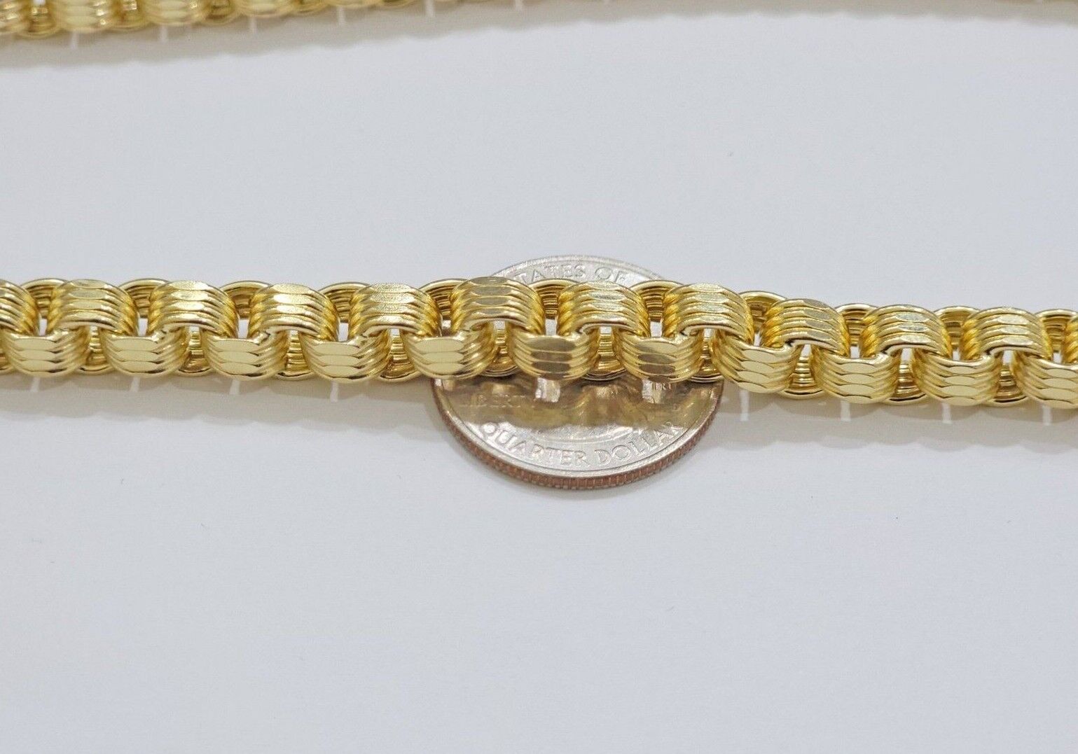 Real Gold Box Byzantine Chain Necklace 7.5mm 10K Yellow 24 Inches Men 10KT SALE - GoldenlinQ