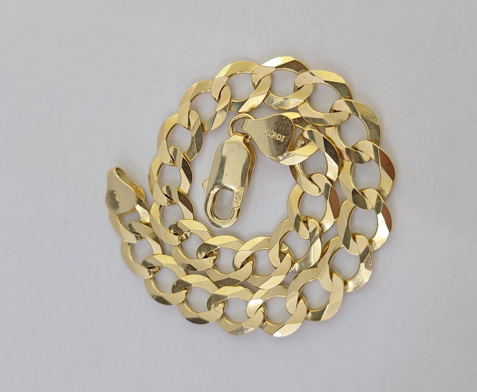 Real Gold Bracelet 10k Gold 8mm Link 8 Inch Men Women Cuban Curb Link - GoldenlinQ