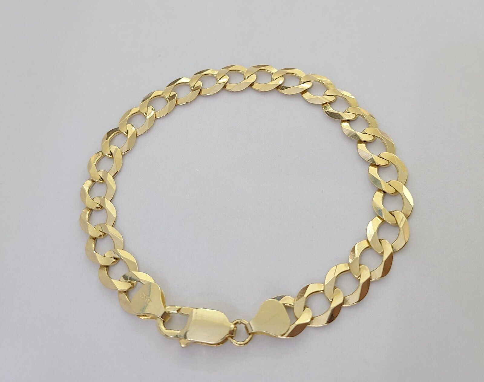 Real Gold Bracelet 10k Gold 8mm Link 8 Inch Men Women Cuban Curb Link - GoldenlinQ