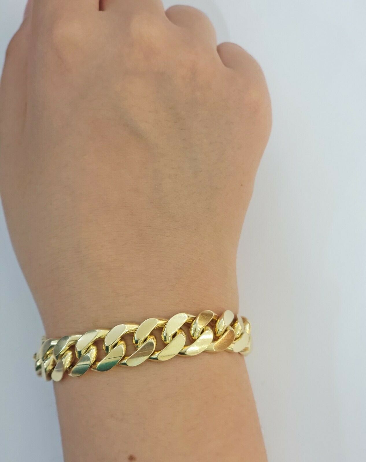 Real Gold Bracelet Solid 10k Mens Miami Cuban Link 13mm 10 kt Yellow Gold Box 8" - GoldenlinQ