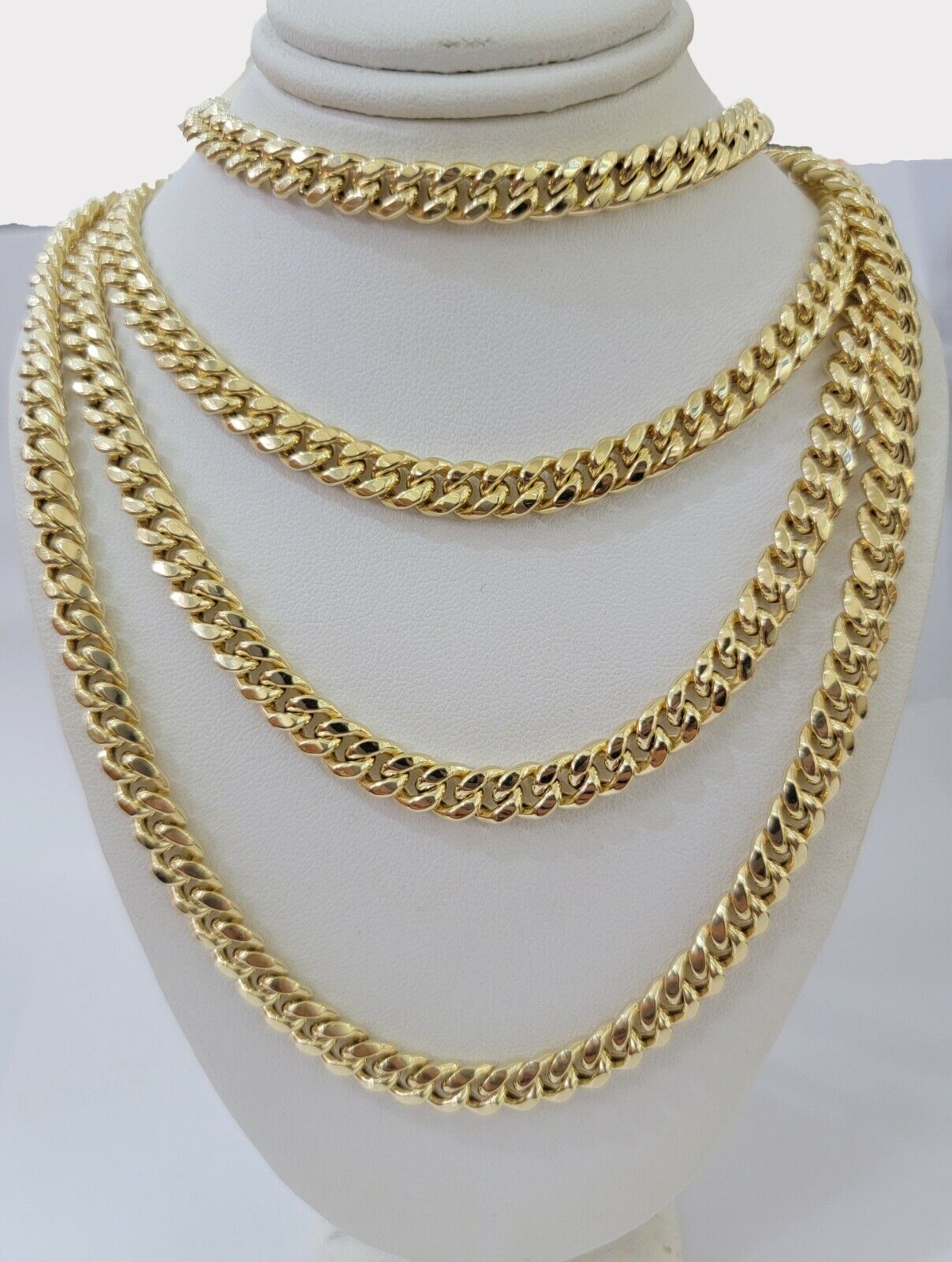 Real Gold chain 7mm 24 Inch Miami Cuban Link Necklace 10kt Yellow Gold For Mens - GoldenlinQ