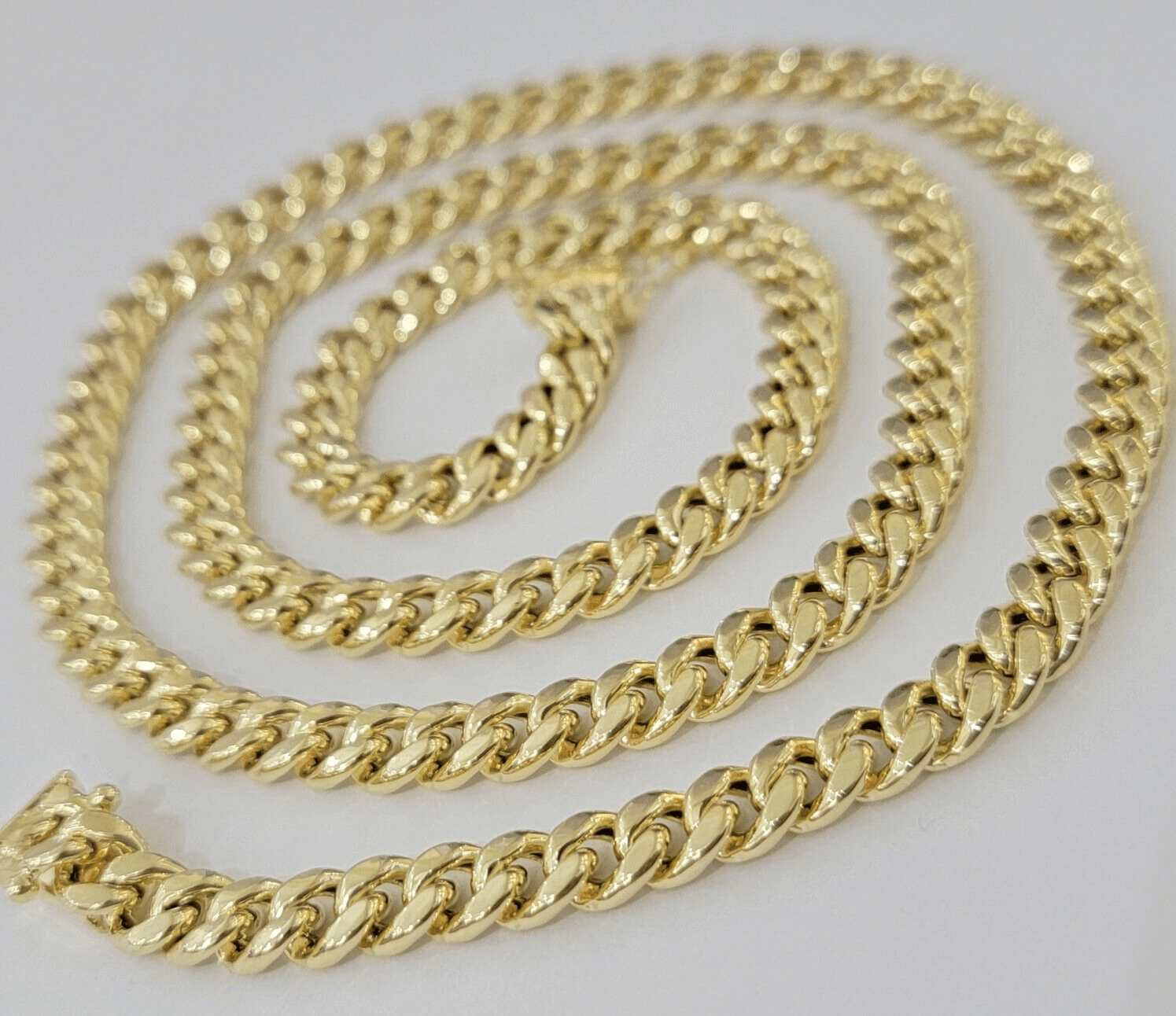Real Gold chain 7mm 24 Inch Miami Cuban Link Necklace 10kt Yellow Gold For Mens - GoldenlinQ